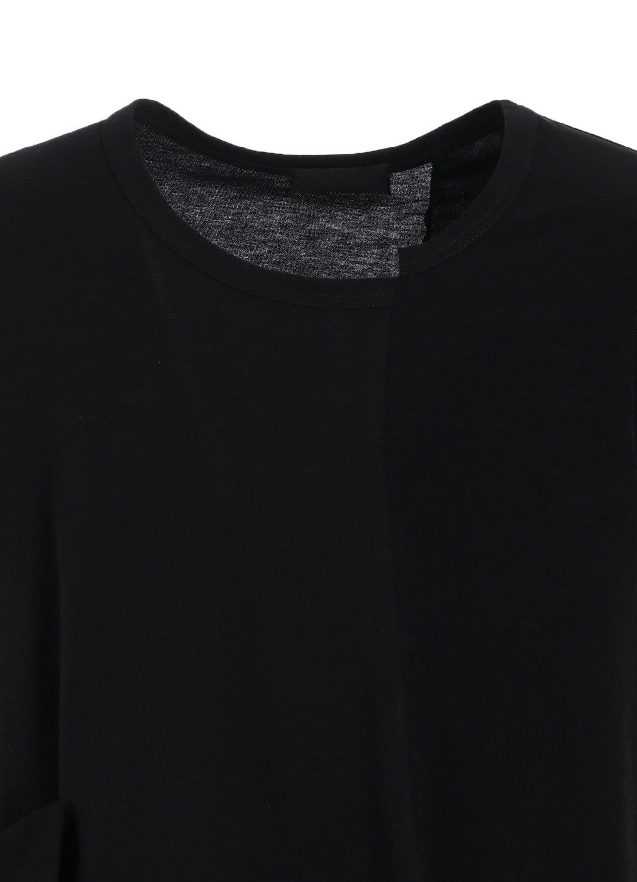 SOFT JERSEY+CREPE de CHINE POCKET SIDE SLIT KNOT T-SHIRT