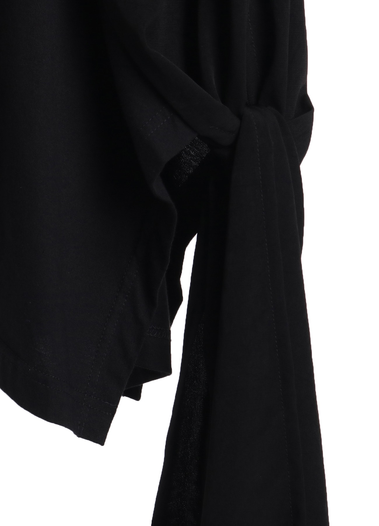 SOFT JERSEY+CREPE de CHINE POCKET SIDE SLIT KNOT T-SHIRT