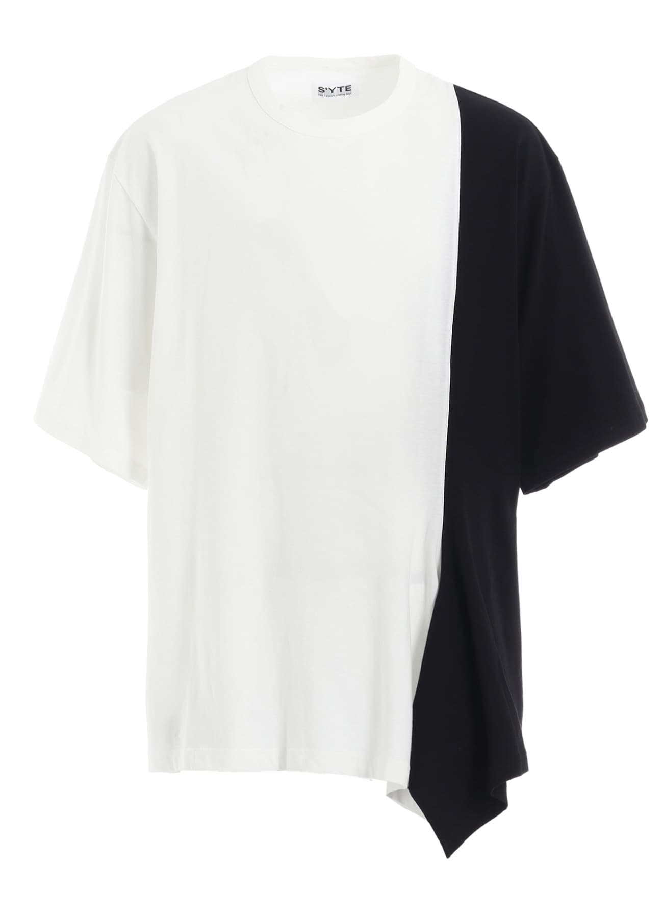 COTTON JERSEY FABRIC SWITCH H/S DRAPED T-SHIRT