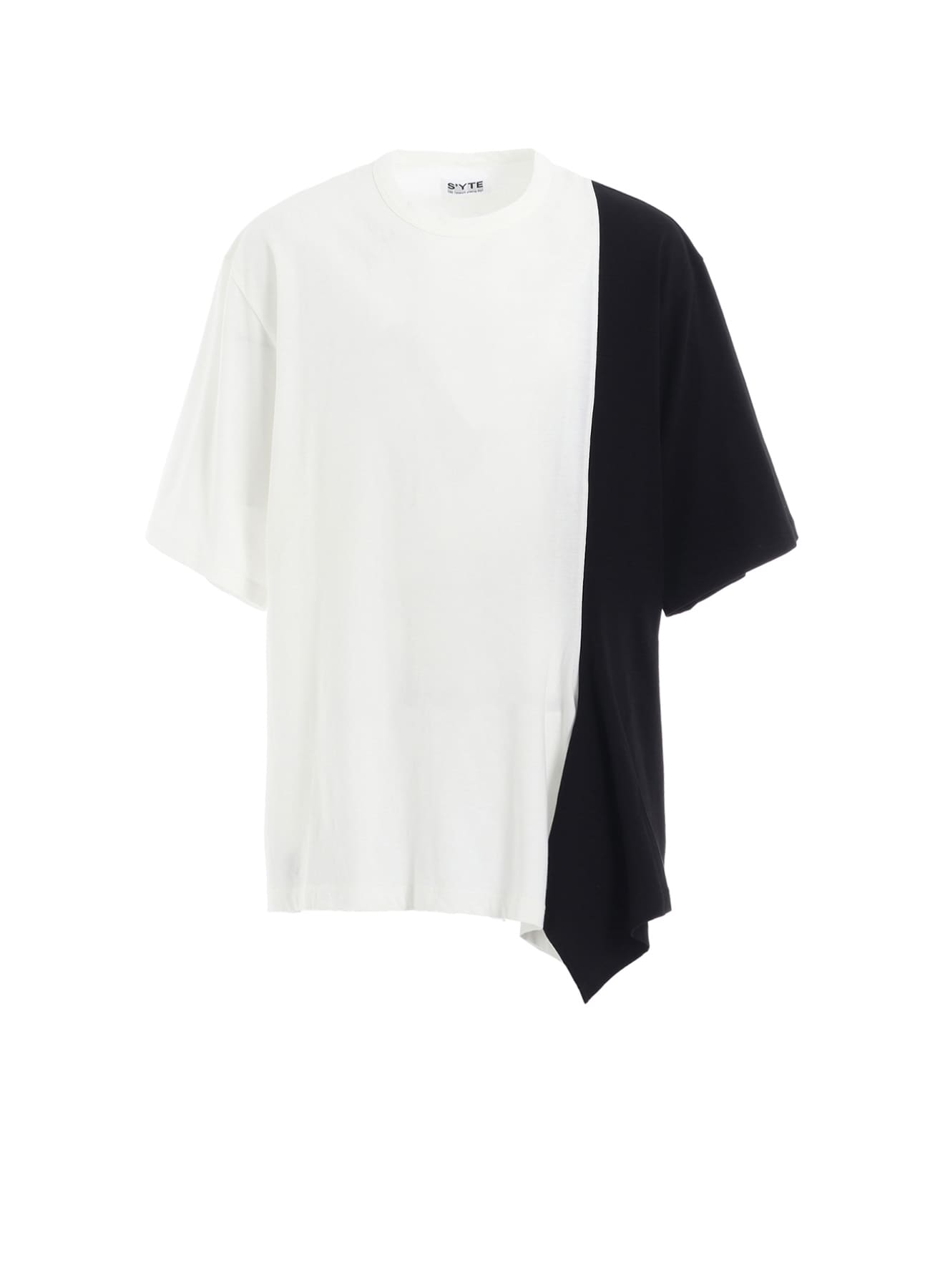COTTON JERSEY FABRIC SWITCH H/S DRAPED T-SHIRT