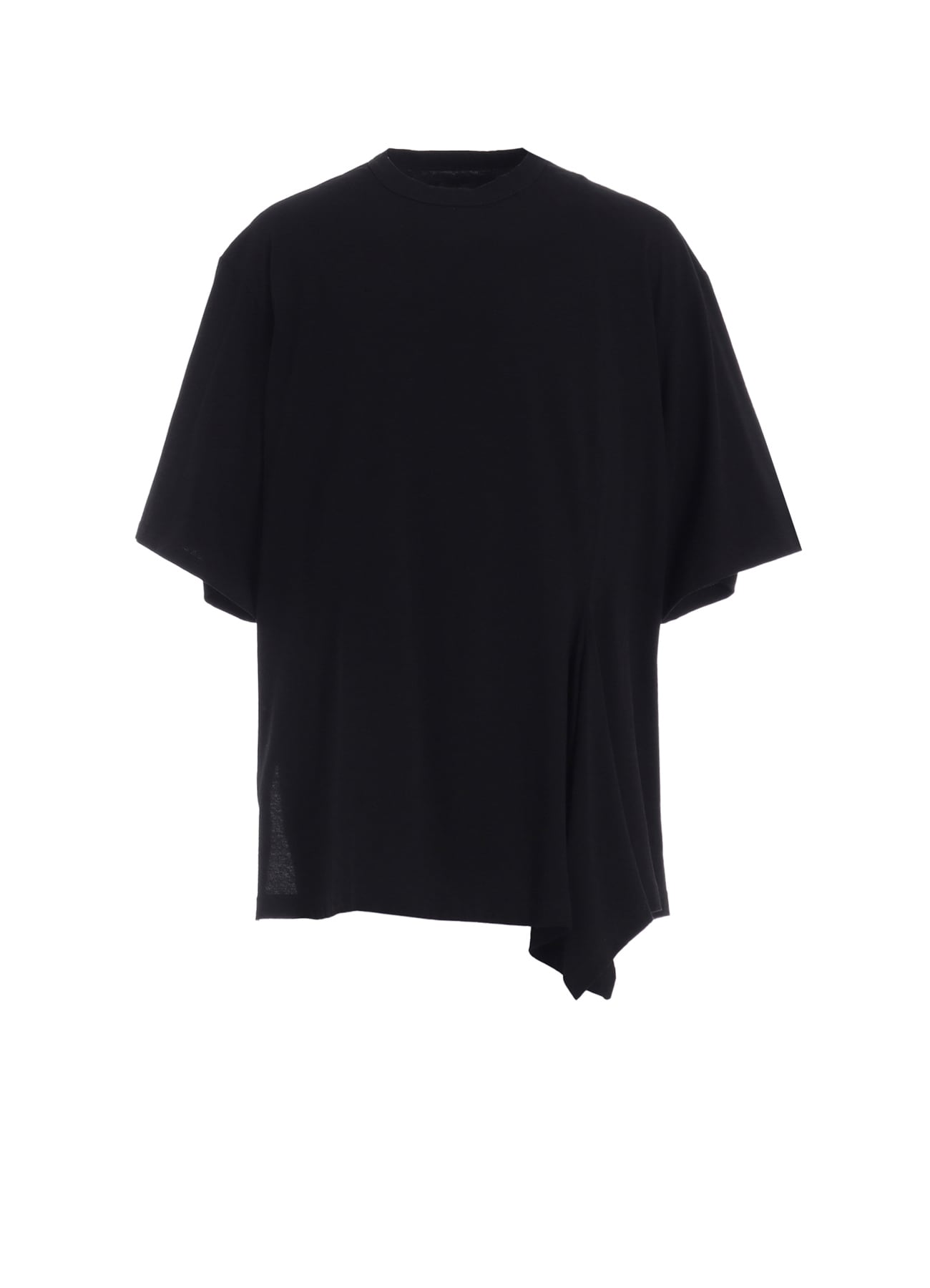 COTTON JERSEY FABRIC SWITCH H/S DRAPED T-SHIRT
