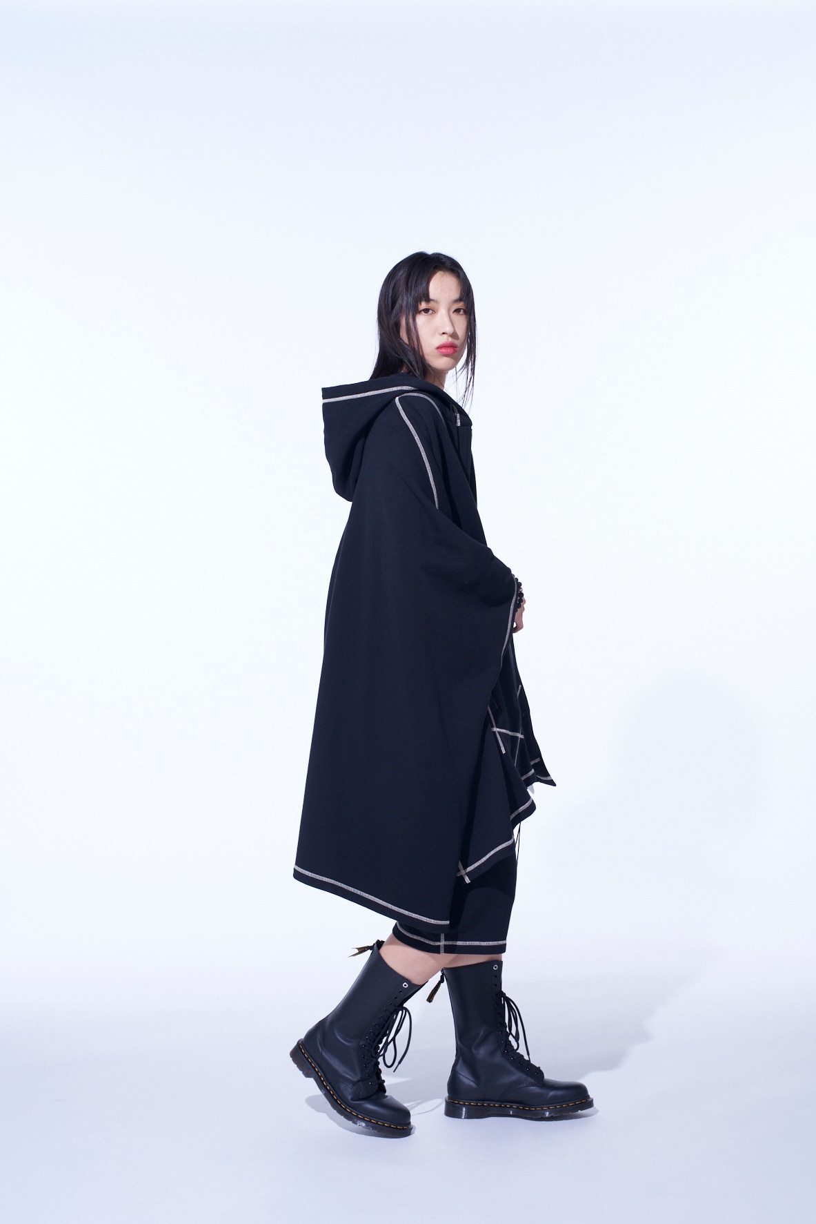 FRENCH TERRY RANDOM STITCH PONCHO