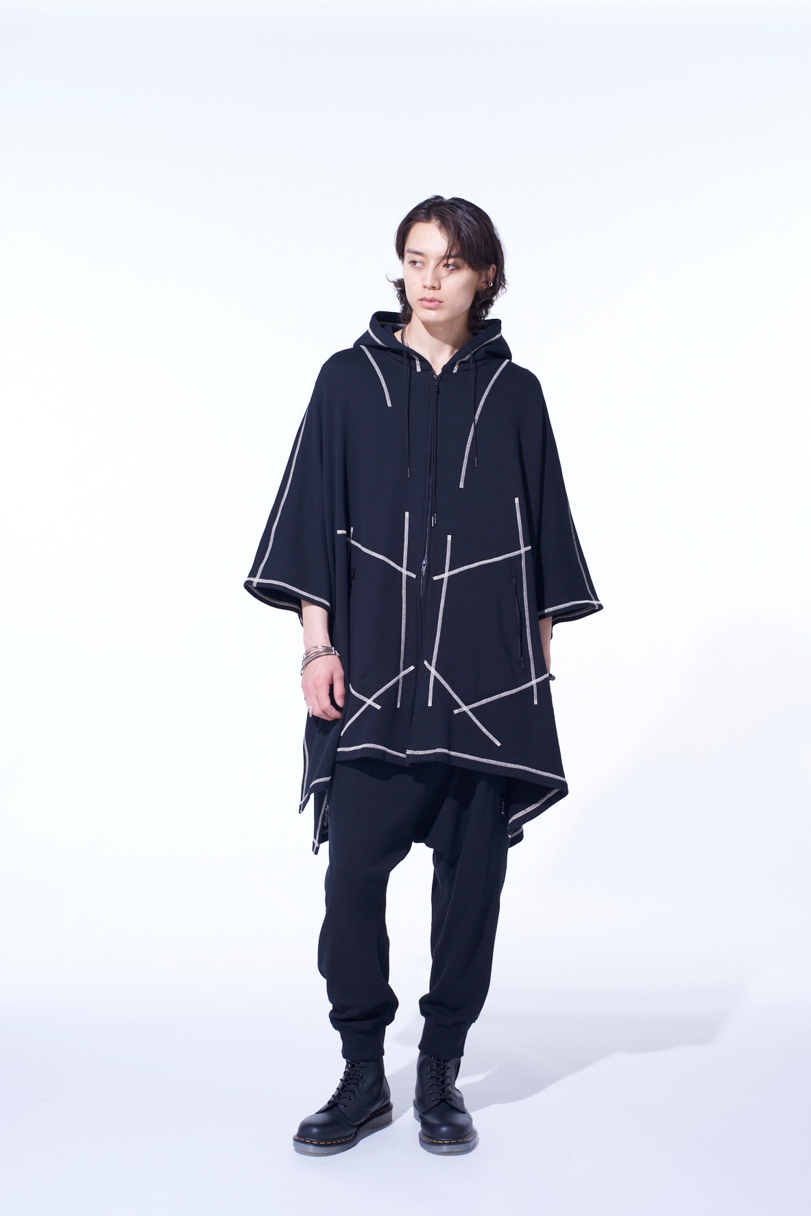FRENCH TERRY RANDOM STITCH PONCHO