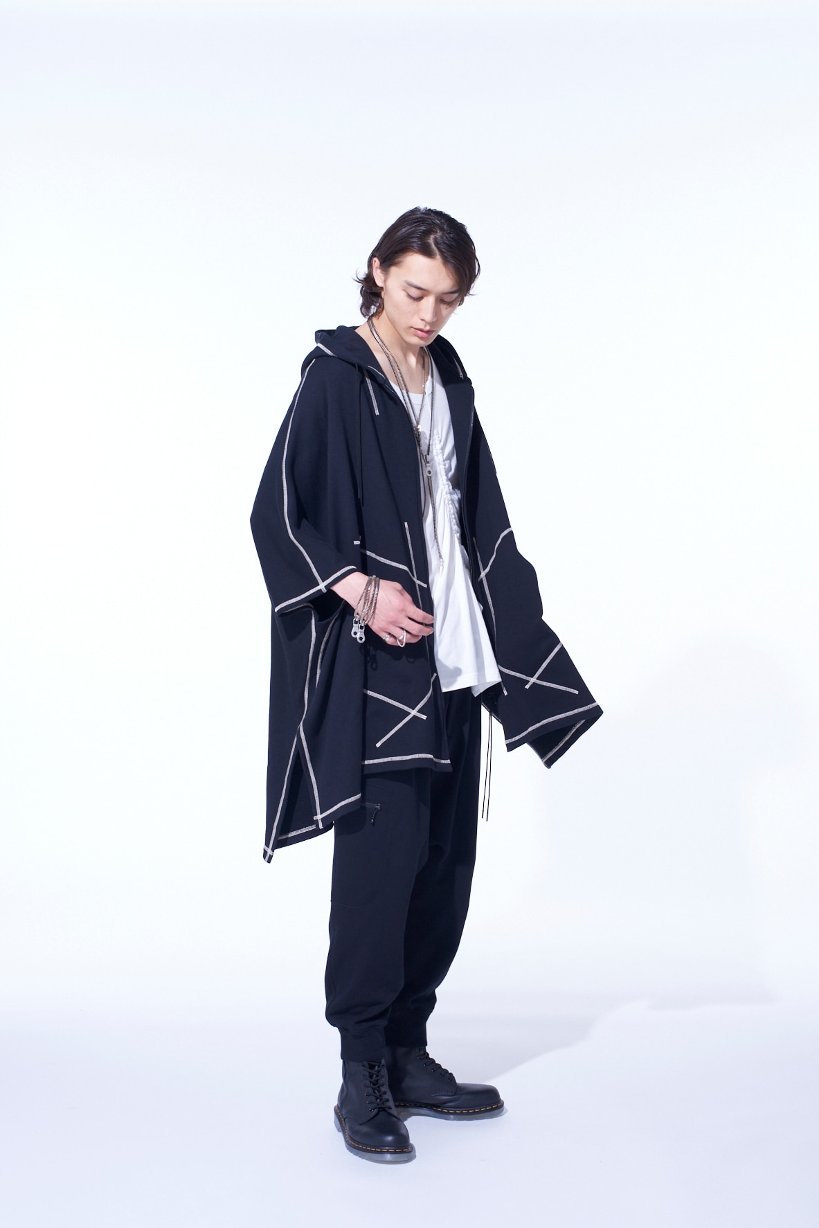 FRENCH TERRY RANDOM STITCH PONCHO