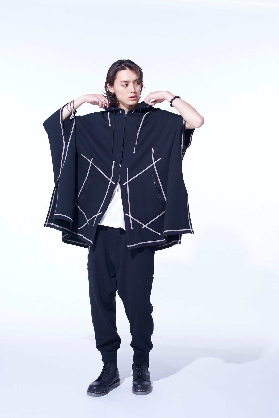 FRENCH TERRY RANDOM STITCH PONCHO