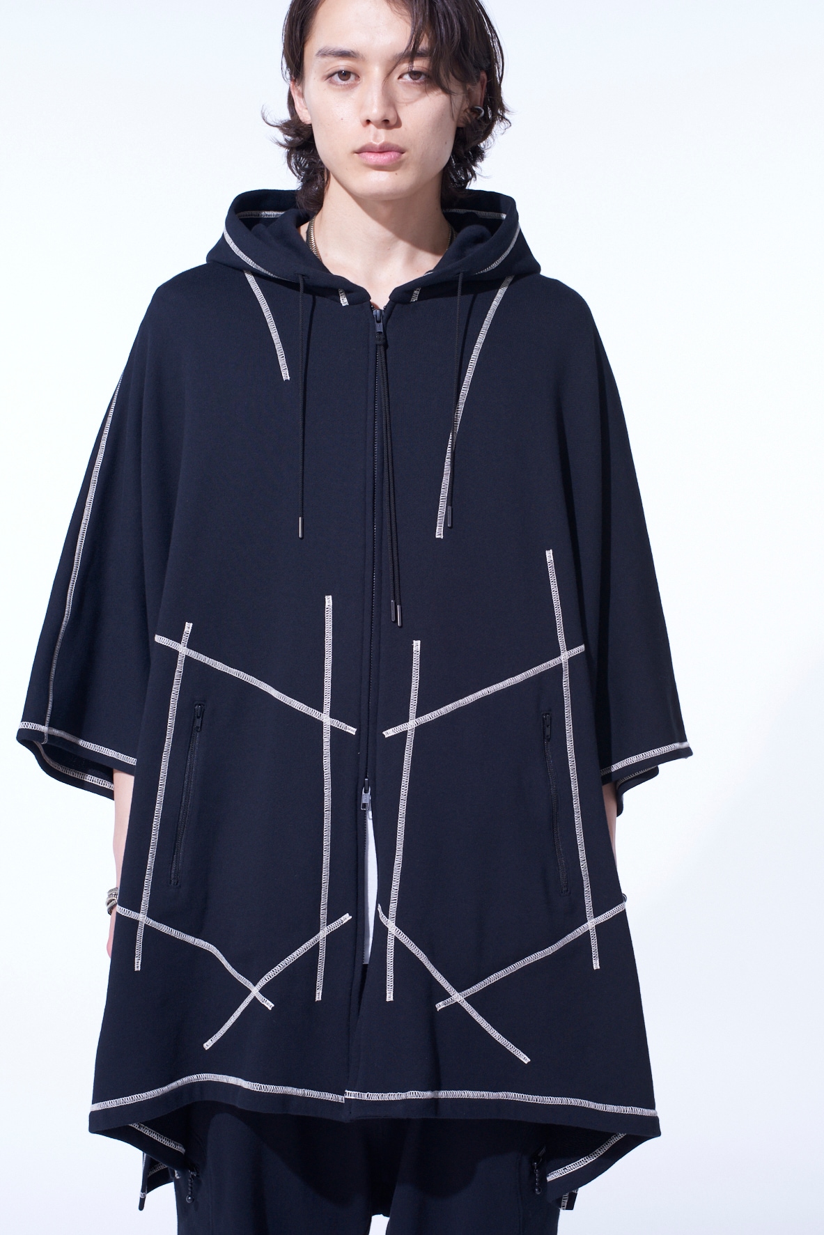 FRENCH TERRY RANDOM STITCH PONCHO