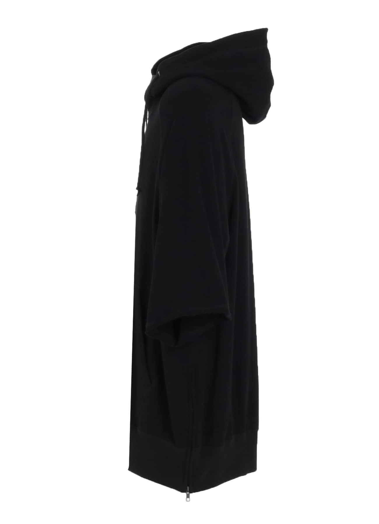 COTTON GAUZE SHORT-SLEEVED BIG HOODIE WITH SIDE ZIPPERS