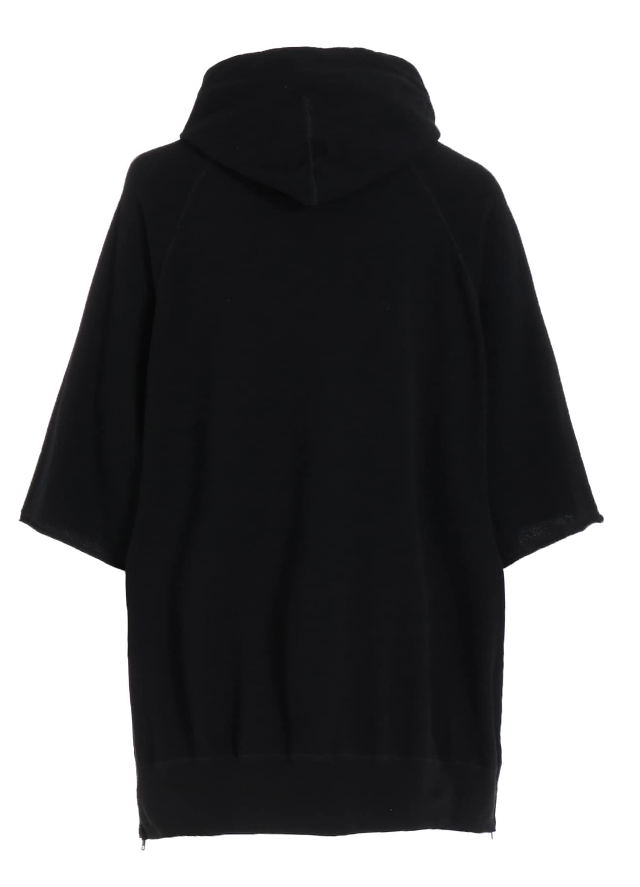 COTTON GAUZE SHORT-SLEEVED BIG HOODIE WITH SIDE ZIPPERS
