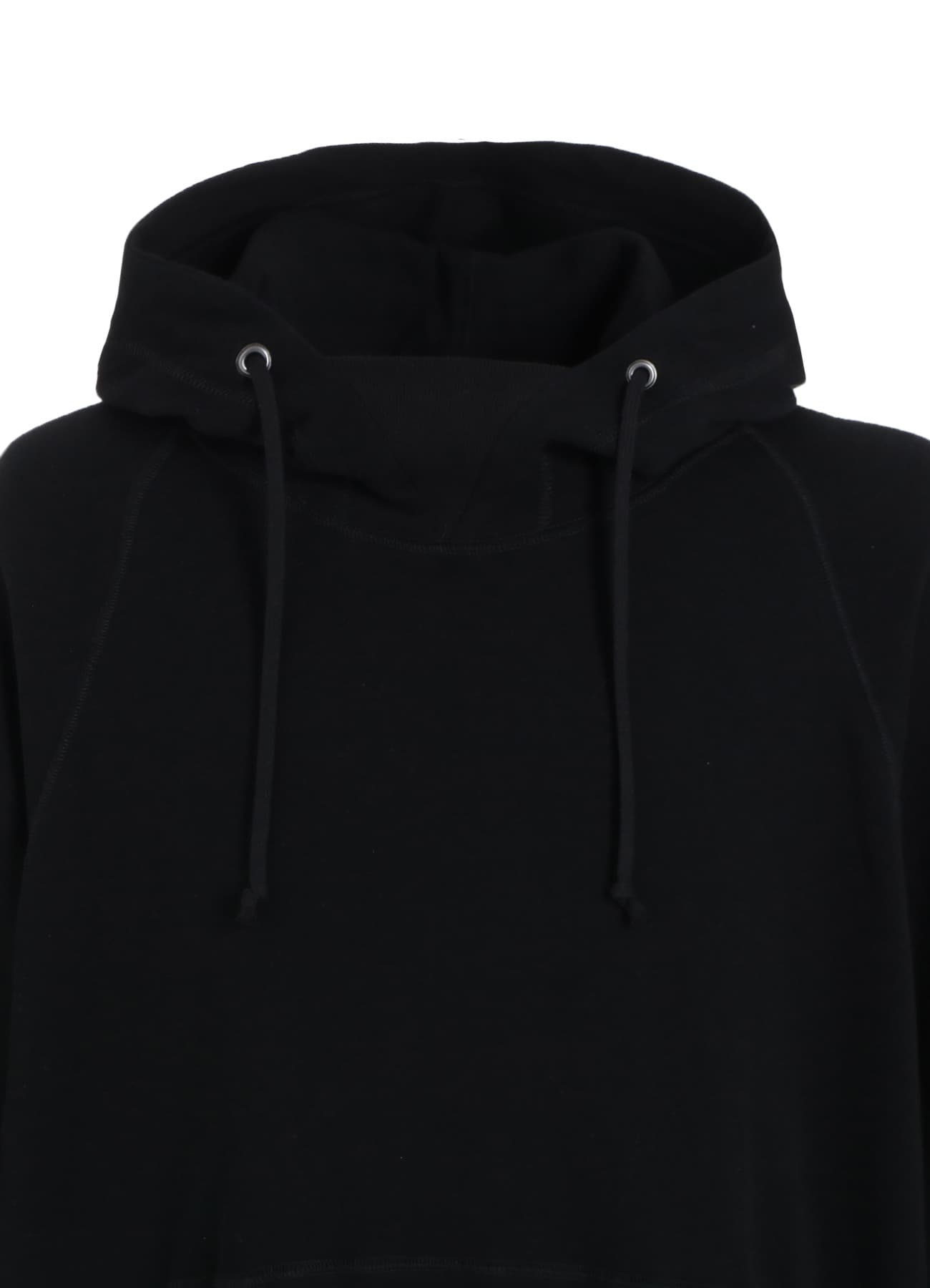 COTTON GAUZE SHORT-SLEEVED BIG HOODIE WITH SIDE ZIPPERS