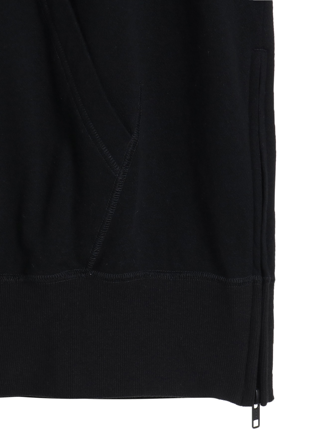 COTTON GAUZE SHORT-SLEEVED BIG HOODIE WITH SIDE ZIPPERS