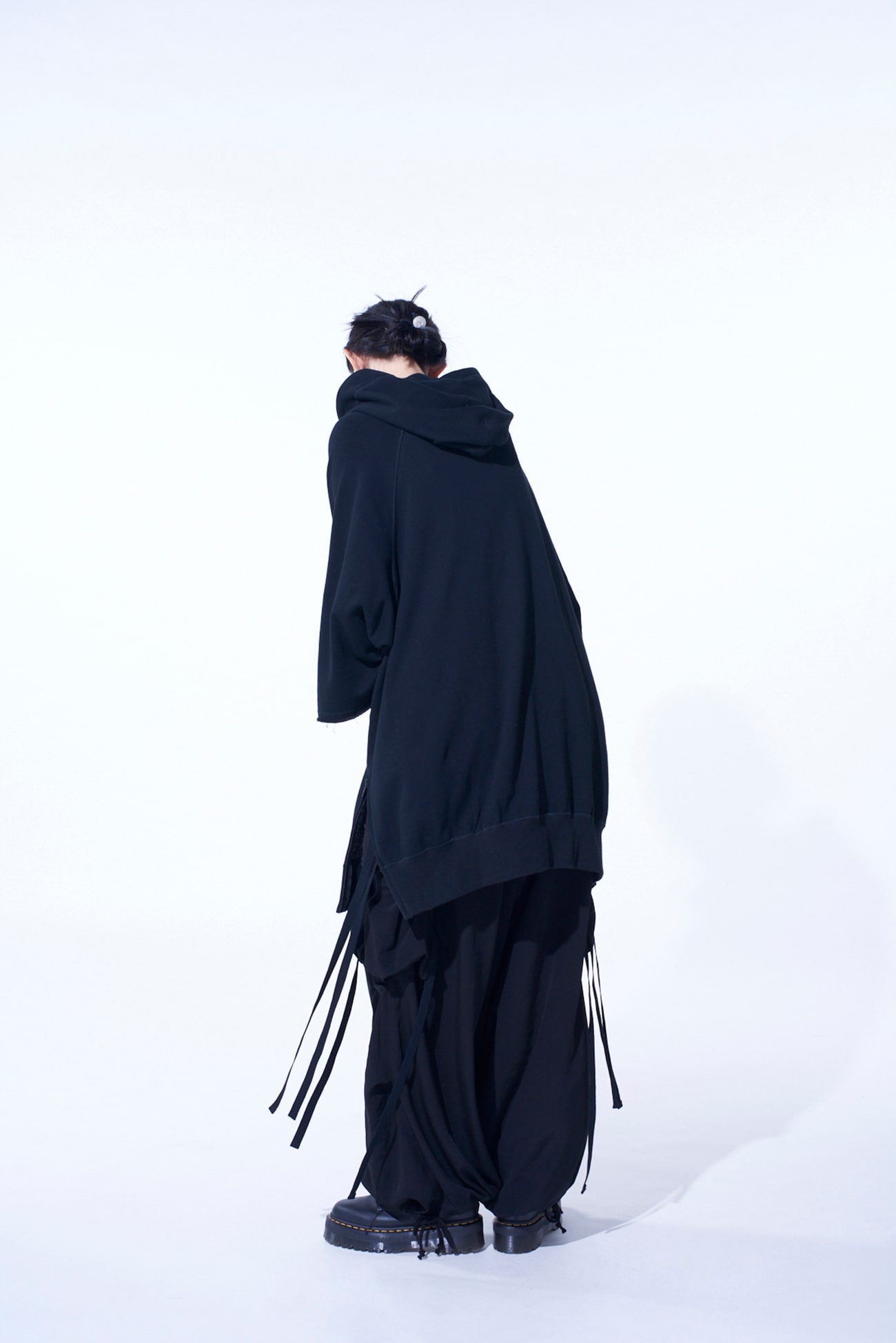 COTTON GAUZE SHORT-SLEEVED BIG HOODIE WITH SIDE ZIPPERS