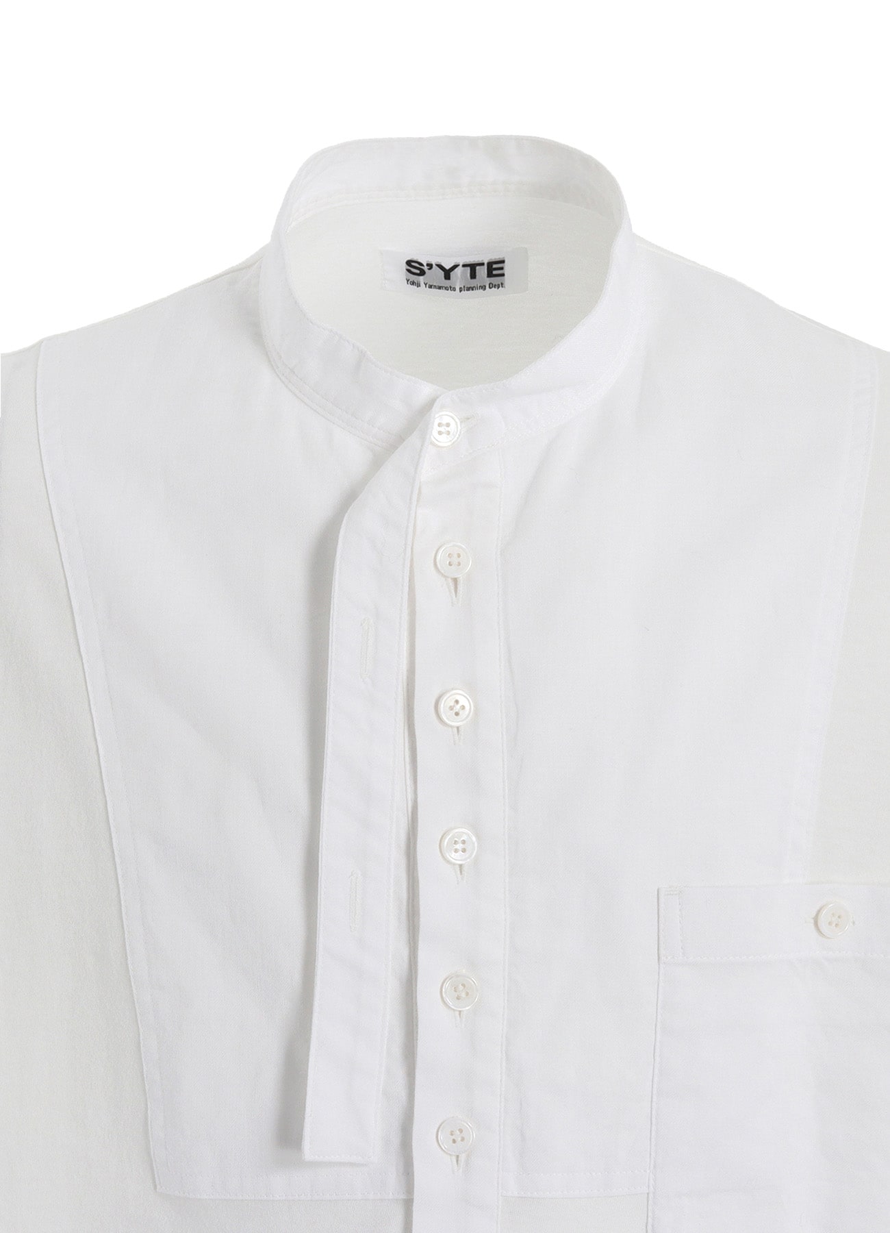 WOVEN AND JERSEY COMBINATIONS STAND COLLAR HENLEY NECK PULLOVER