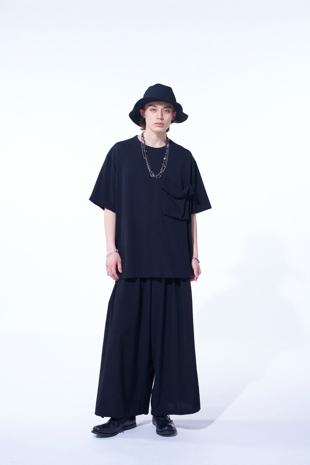 SOFT JERSEY+CREPE de CHINE POCKET T-SHIRT