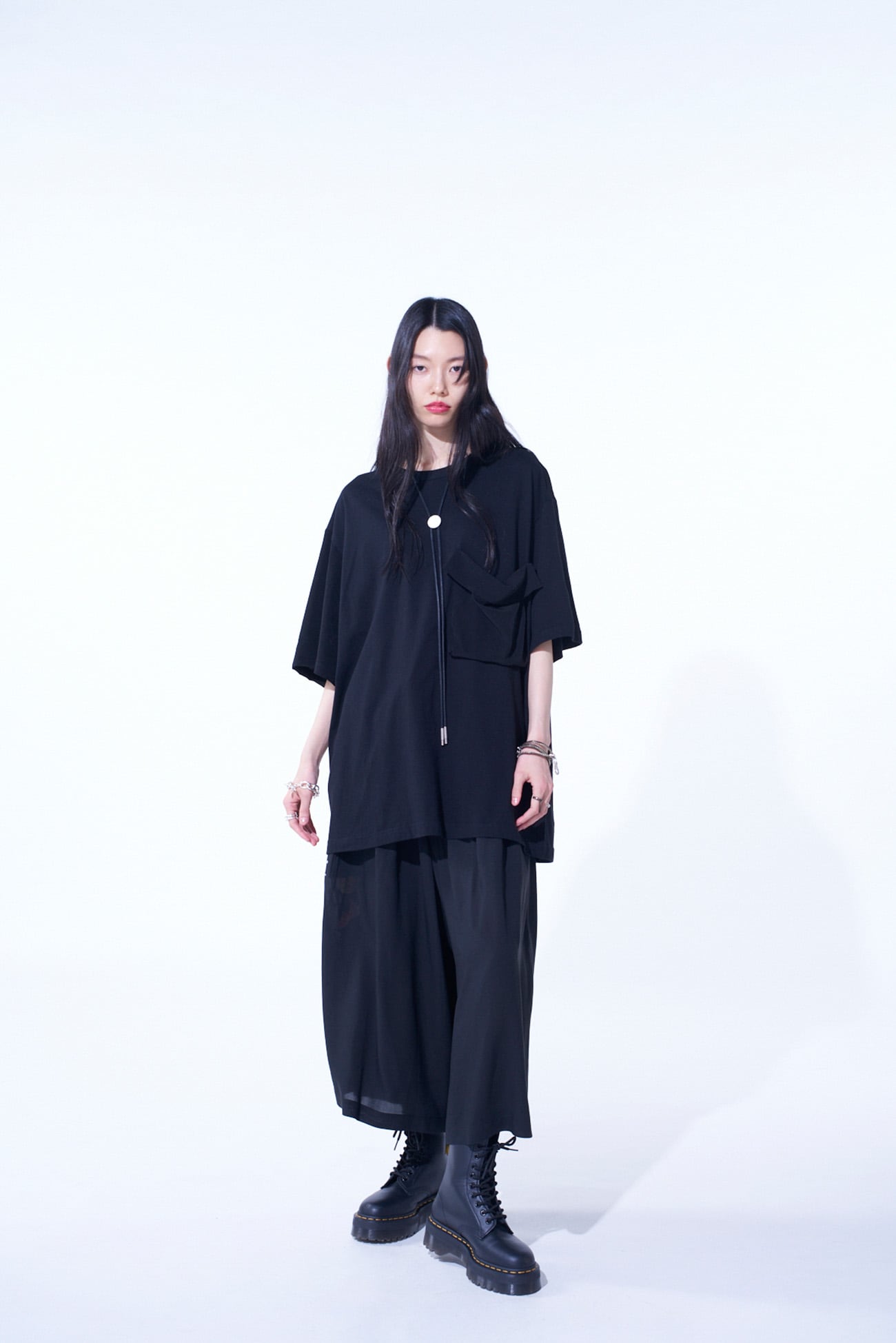SOFT JERSEY+CREPE de CHINE POCKET T-SHIRT