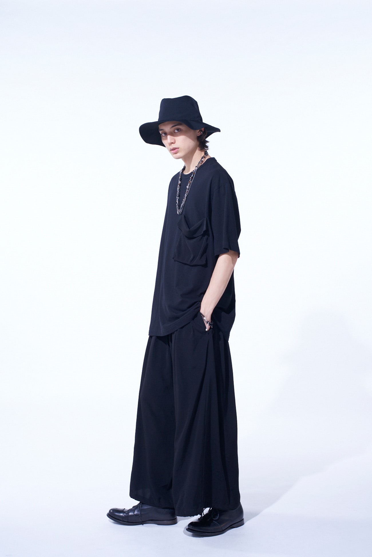 SOFT JERSEY+CREPE de CHINE POCKET T-SHIRT