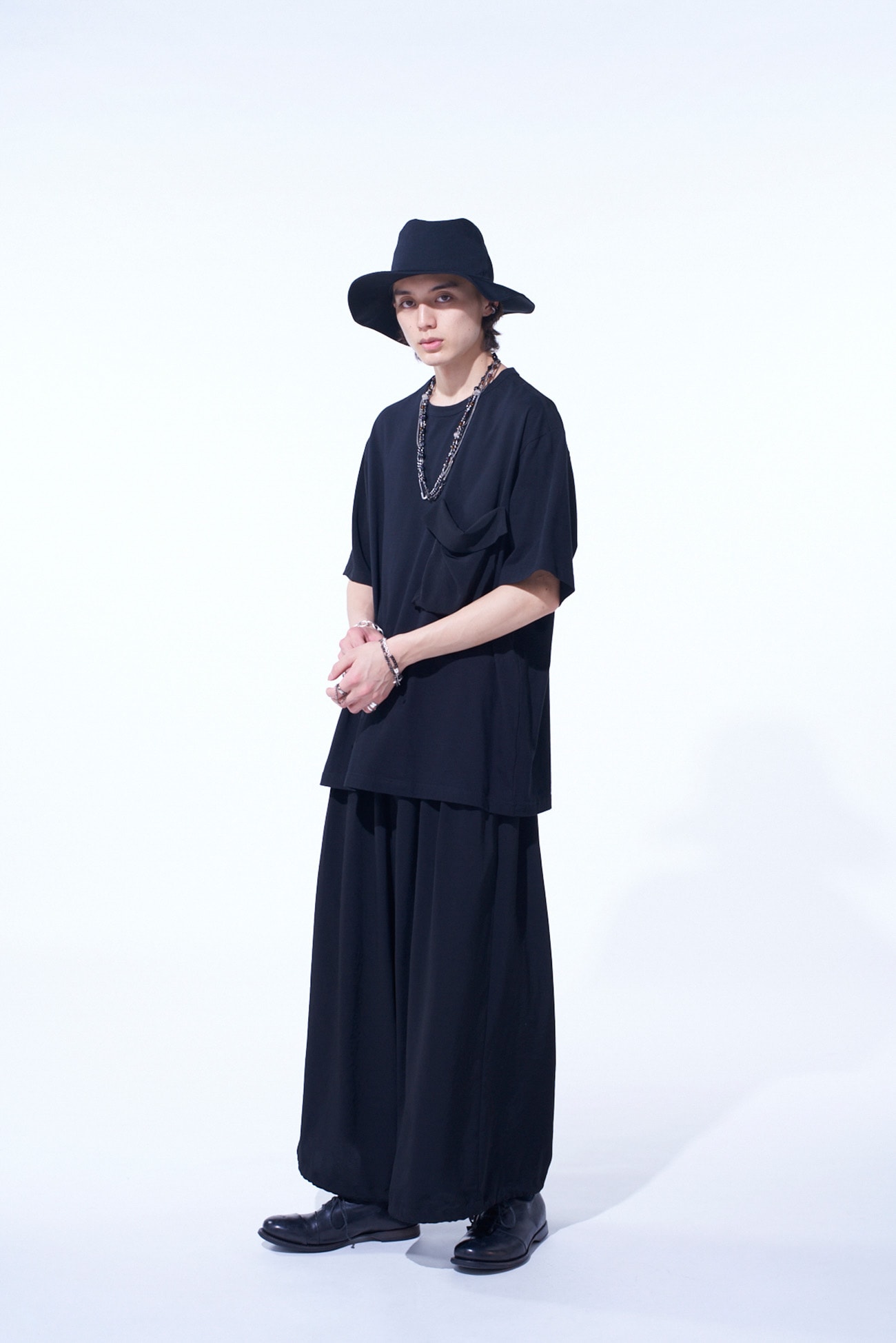 SOFT JERSEY+CREPE de CHINE POCKET T-SHIRT