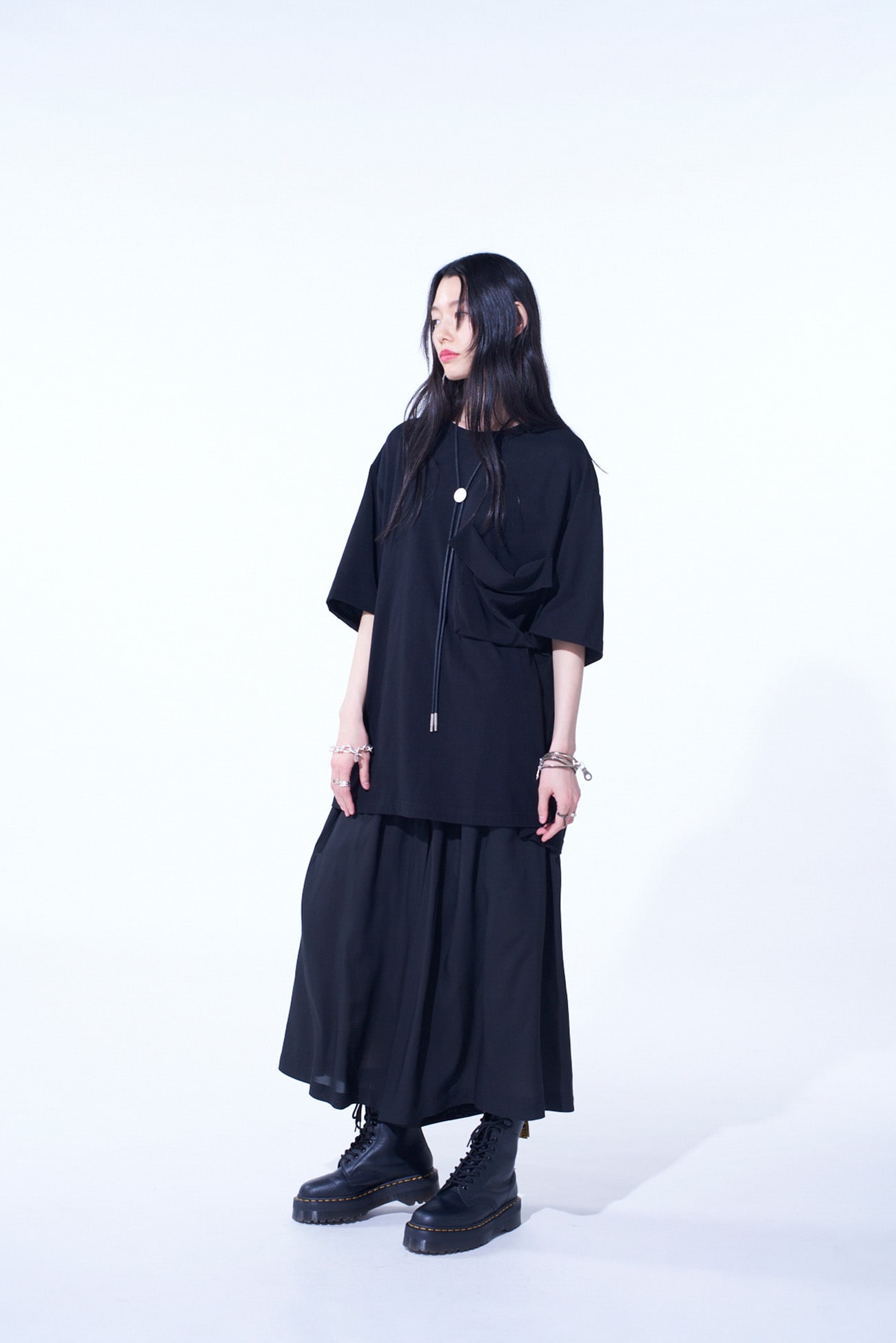 SOFT JERSEY+CREPE de CHINE POCKET T-SHIRT