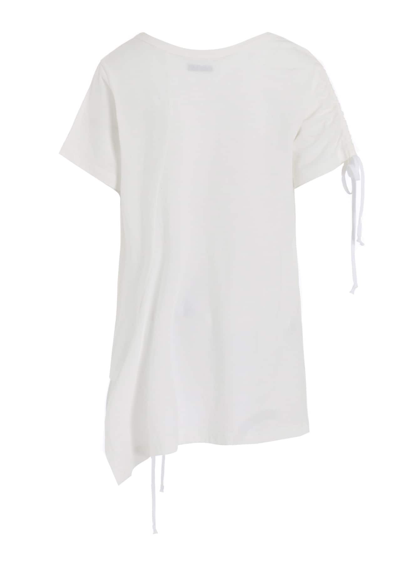 SOFT JERSEY ASYMMETRICAL T-SHIRT WITH GATHERED STRINGS