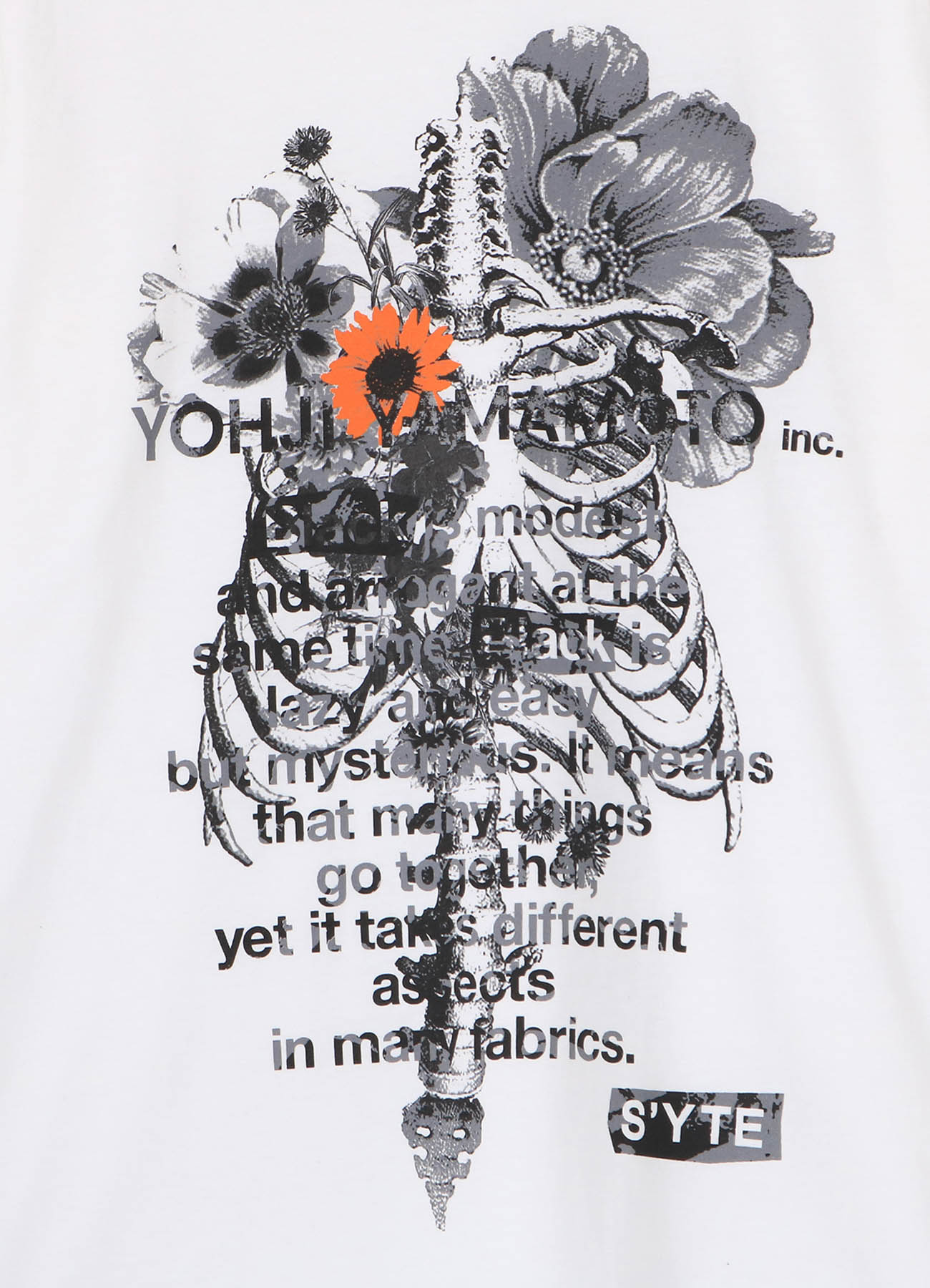 20/Cotton Jersey Bones and Flowers Collage Message T-shirt