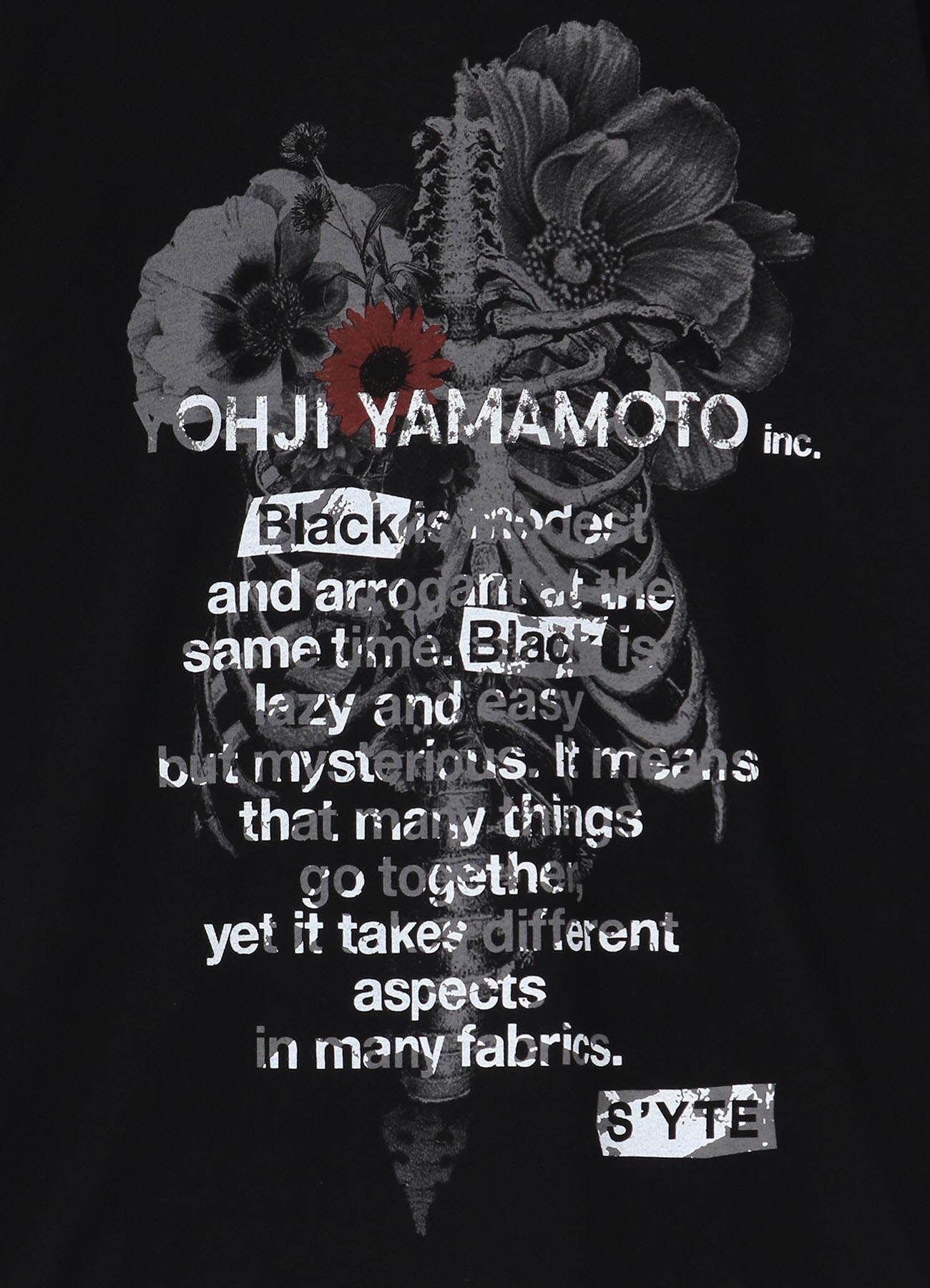 20/Cotton Jersey Bones and Flowers Collage Message T-shirt