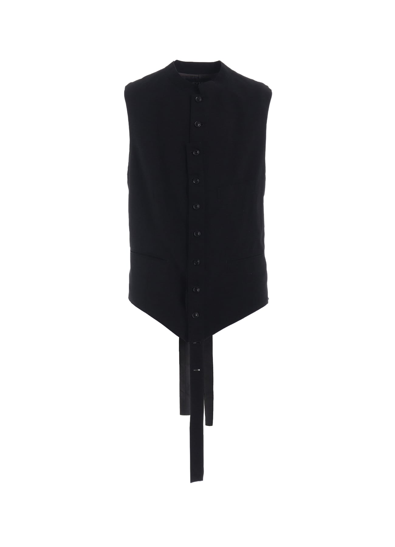 COTTON/LINEN DUNGAREE STAND COLLAR VEST