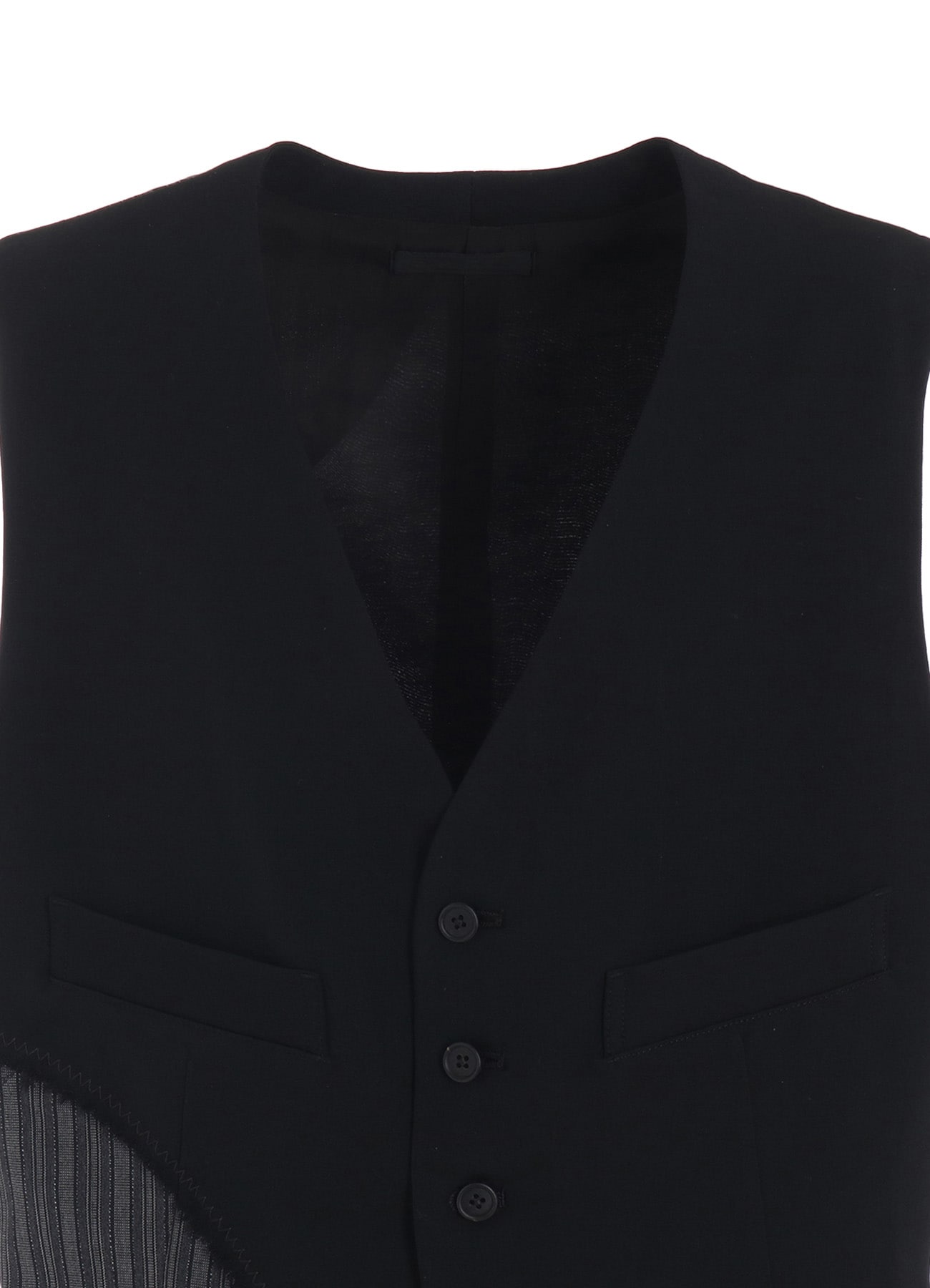 WASHER WOOL GABARDINE CUT-OUT STRIPED VEST