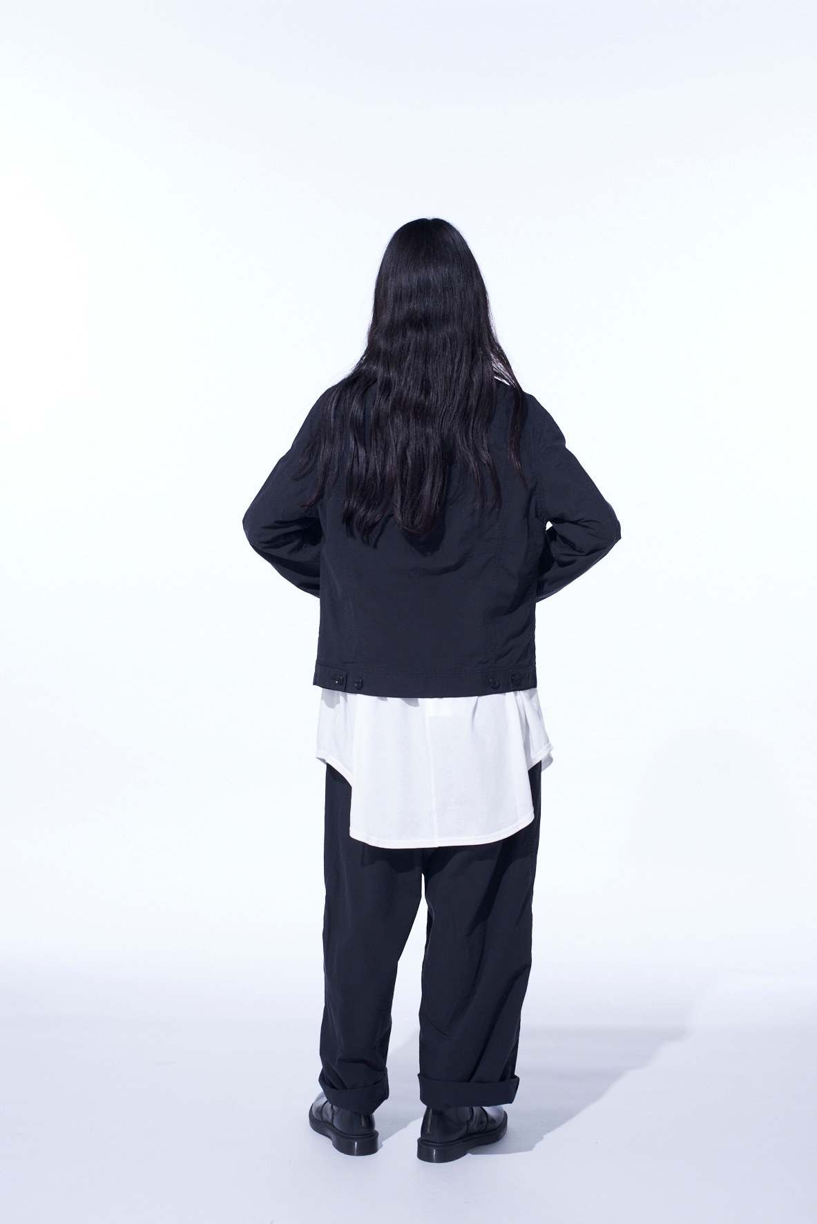 BRUSHED WASHER FINISH BROAD TRACKER JACKET(M Black): S'YTE