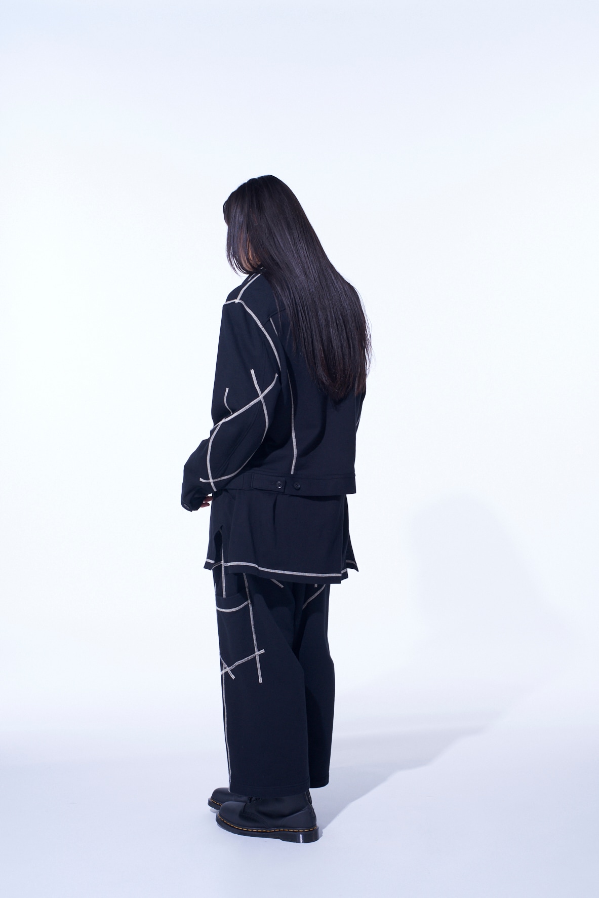 FRENCH TERRY RANDOM STITCH TRUCKER JACKET