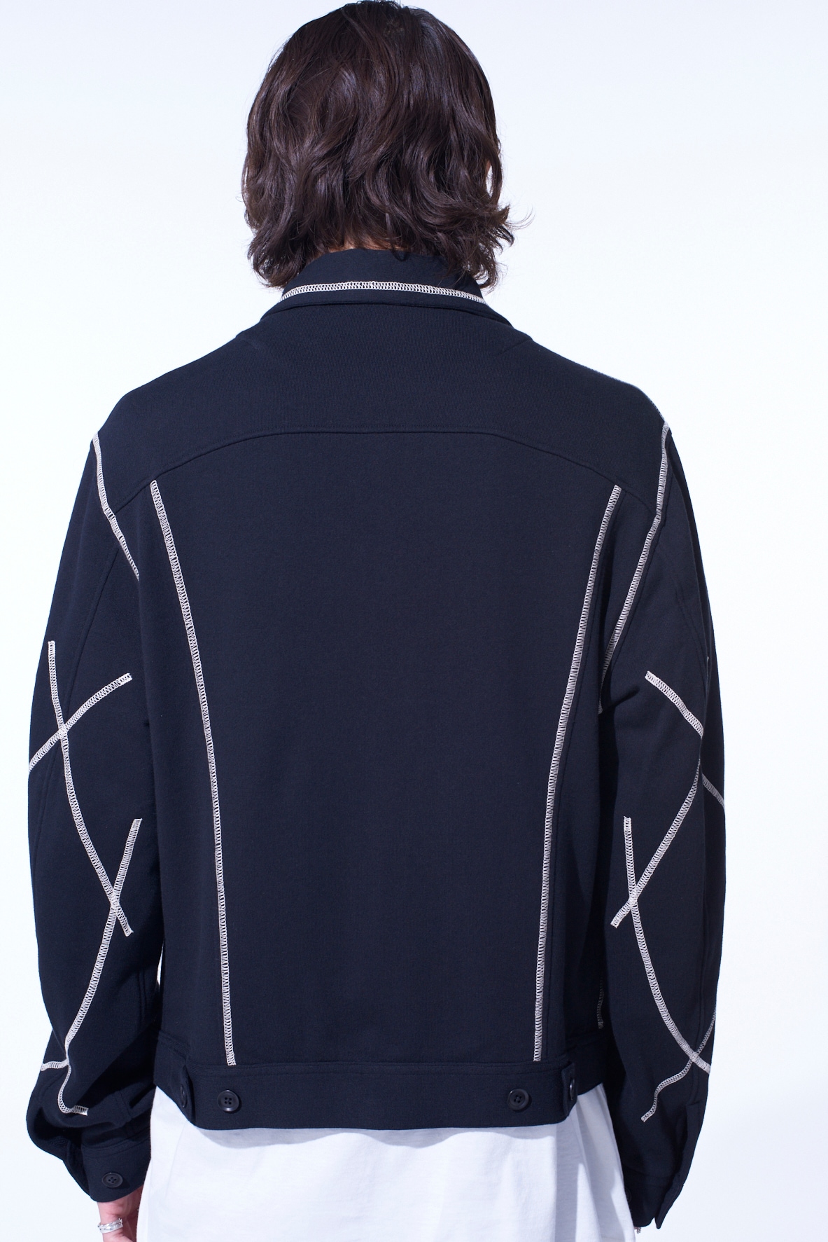 FRENCH TERRY RANDOM STITCH TRUCKER JACKET