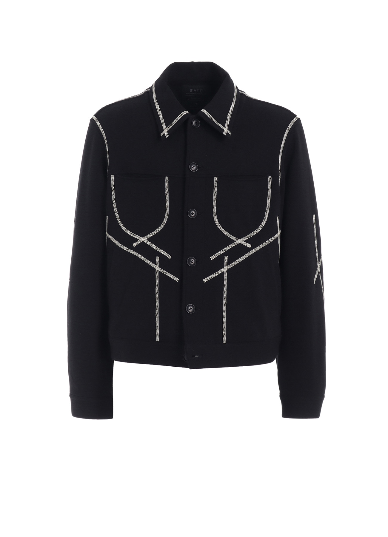 FRENCH TERRY RANDOM STITCH TRUCKER JACKET
