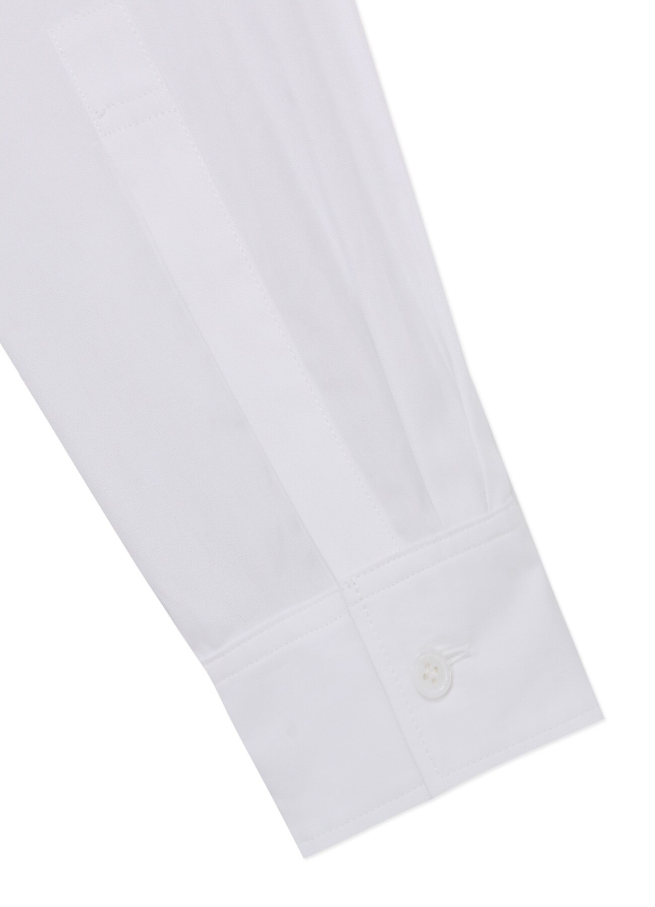 COTTON BROAD CLOTH STAND COLLAR SHIRT WITH DESIGN PLACKET(M White