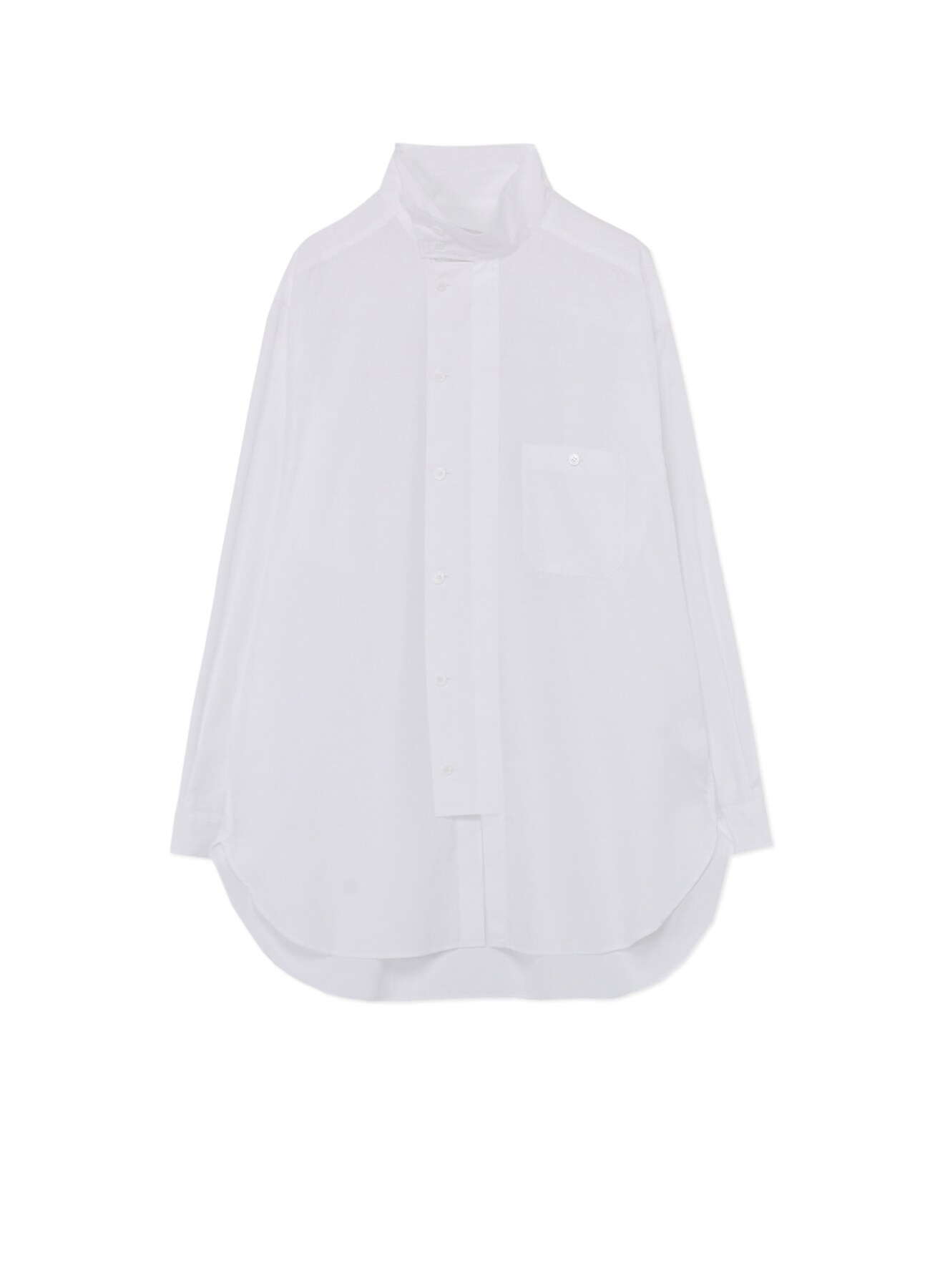 COTTON BROAD CLOTH STAND COLLAR SHIRT WITH DESIGN PLACKET