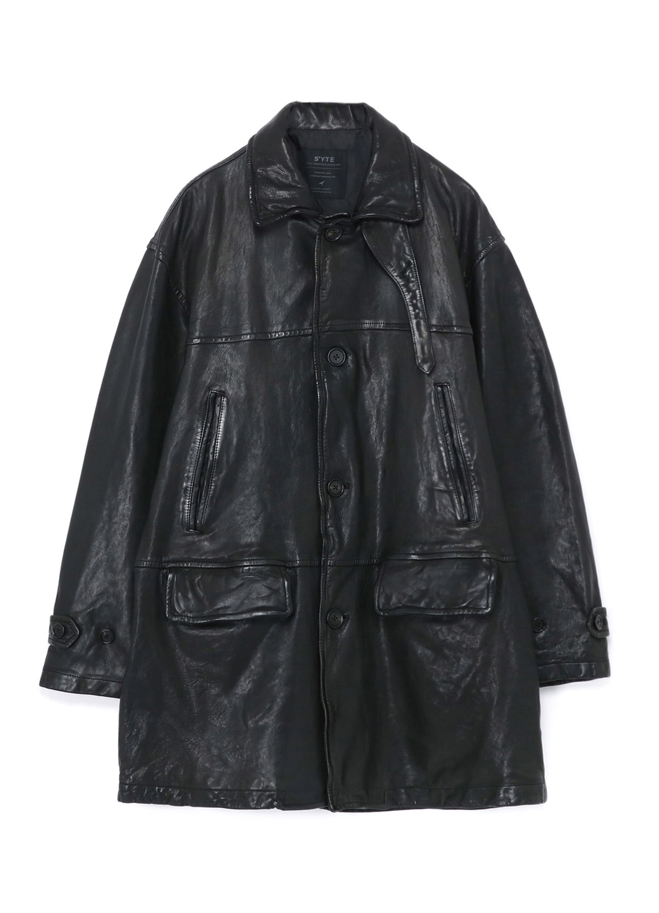 VEGETABLE TANNED AND WASHED SHEEP LEATHER  CAR COAT