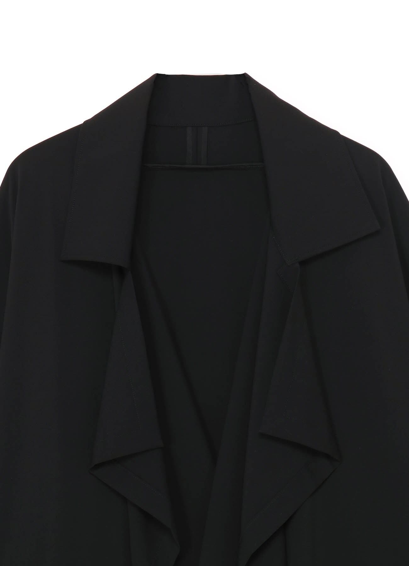 PE/RAYON GABARDINE STRETCH FRAME DOUBLE COLLAR DRAPE COAT(M Black