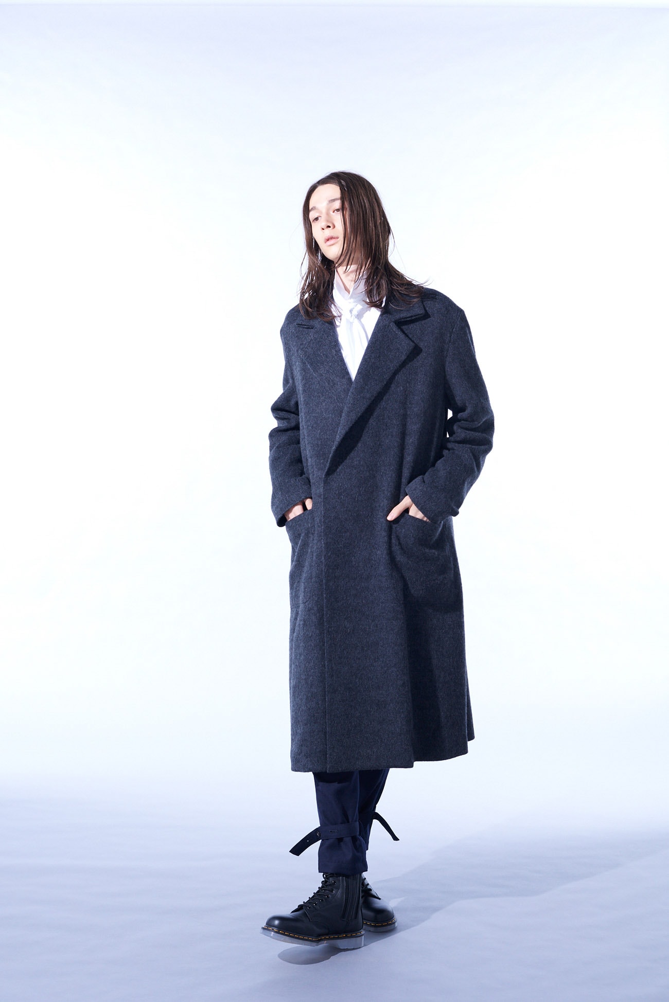 ECO WOOL BEAVER DOUBLE-BREASTED SNAP BUTTON LONG COAT