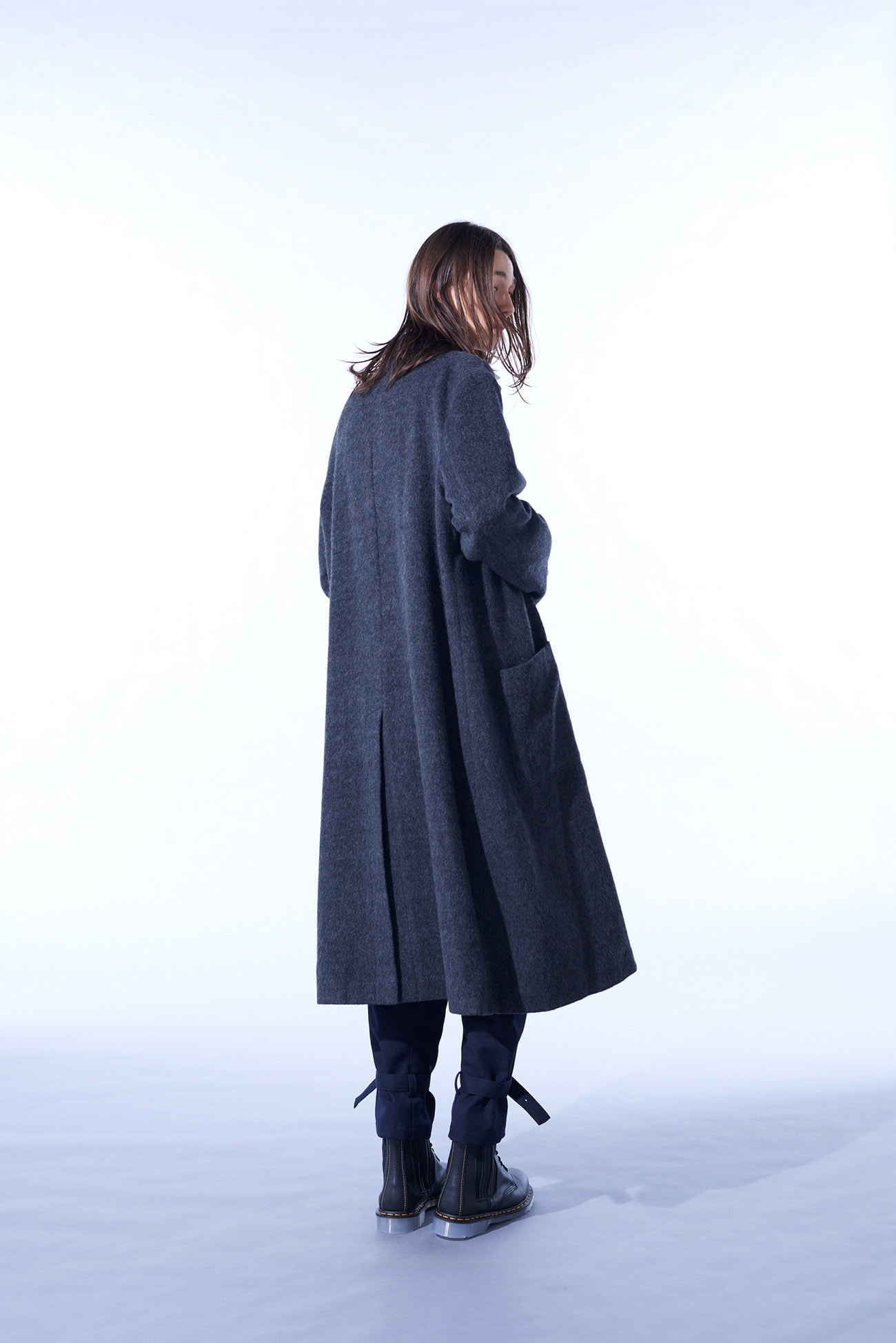 ECO WOOL BEAVER DOUBLE-BREASTED SNAP BUTTON LONG COAT