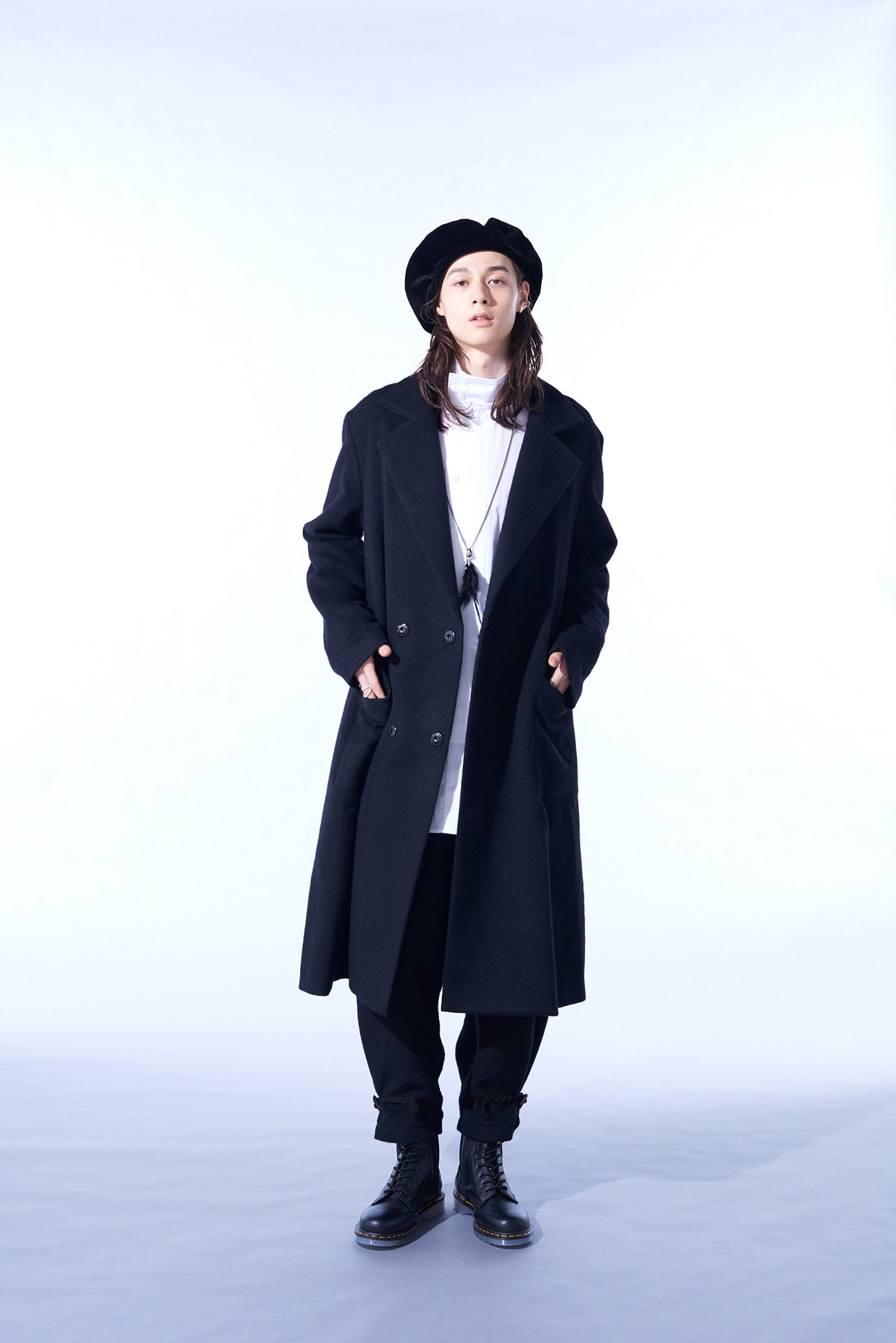 ECO WOOL BEAVER DOUBLE-BREASTED SNAP BUTTON LONG COAT