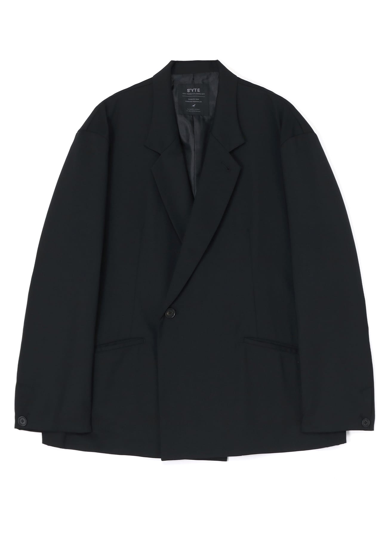 T/W GABARDINE DOUBLE-BREASTED JACKET WITH IRREGULAR BUTTONING