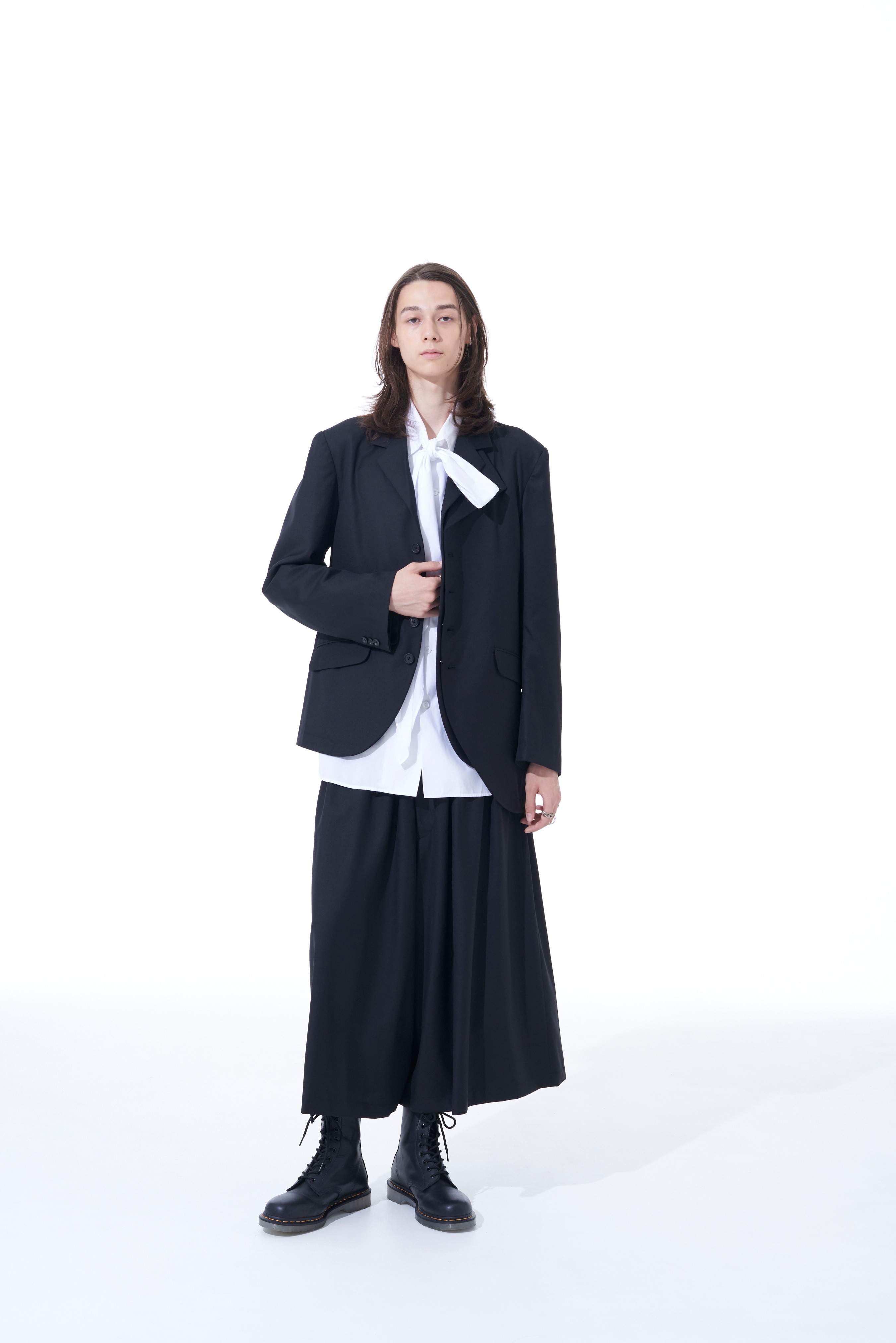 T/W GABARDINE JACKET WITH DOUBLE-TAILORED LEFT FRONT(M Black): S