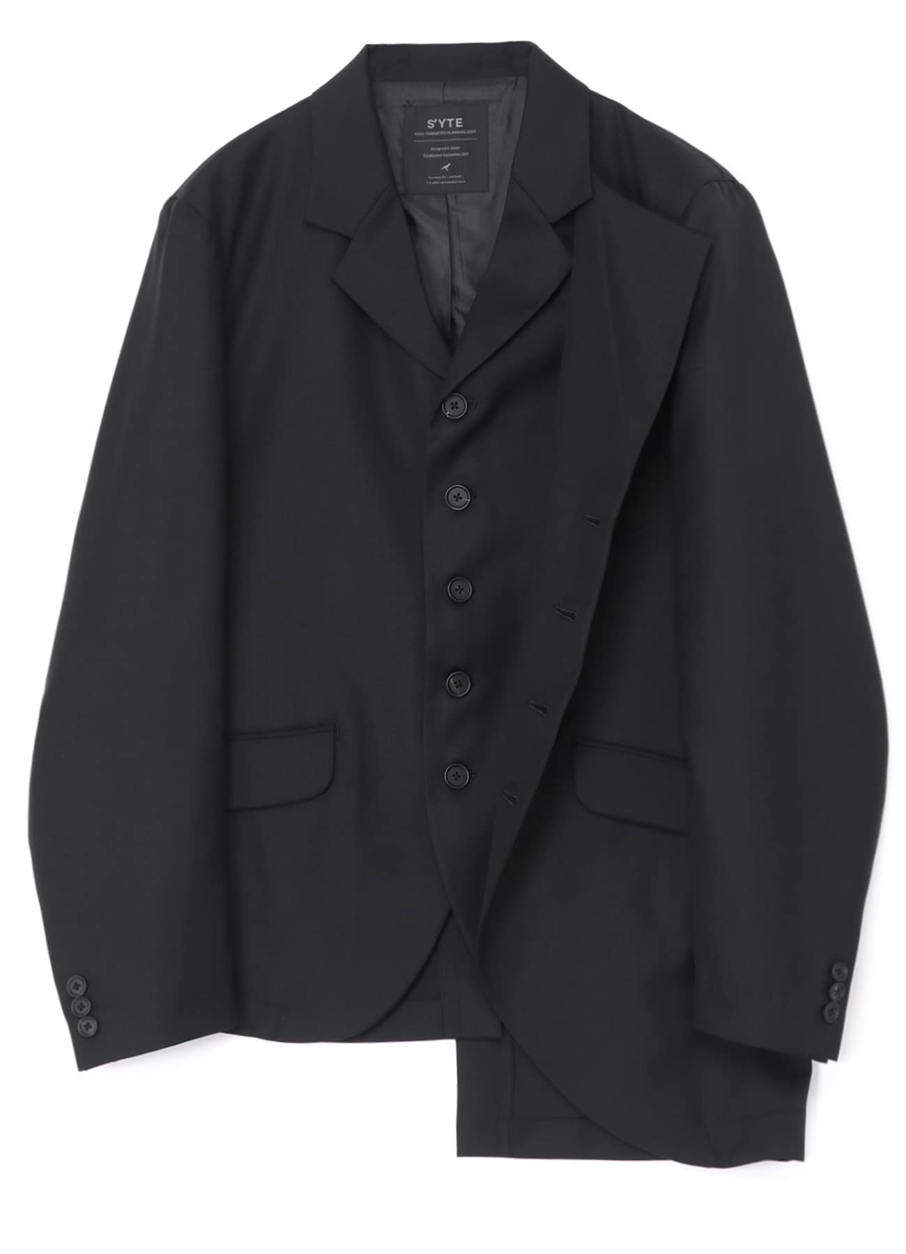 T/W GABARDINE JACKET WITH DOUBLE-TAILORED LEFT FRONT(M Black): S 