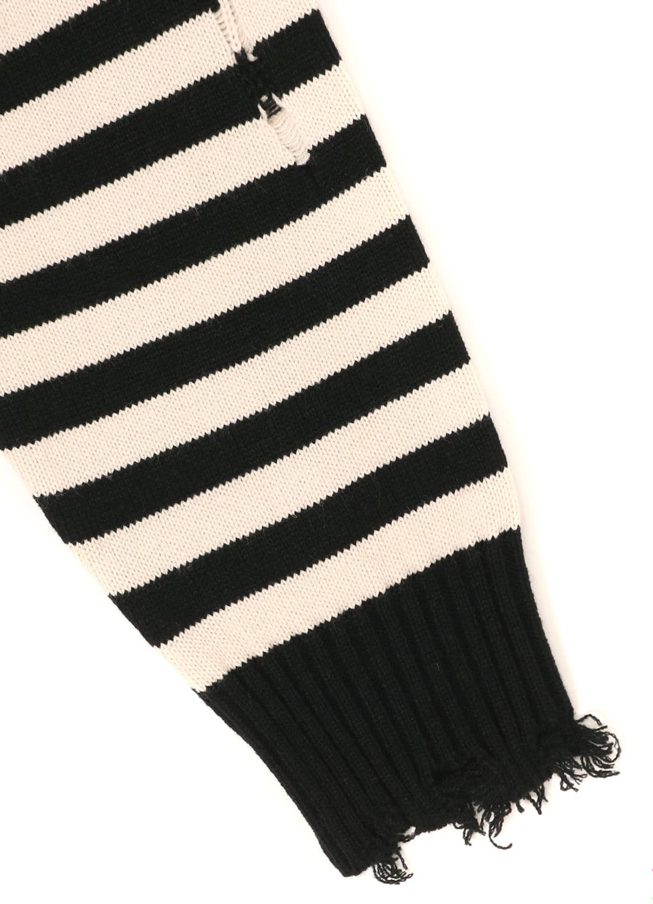 STRIPED PULLOVER KNIT WITH DAMAGED EDGES(M White x Black): S'YTE 