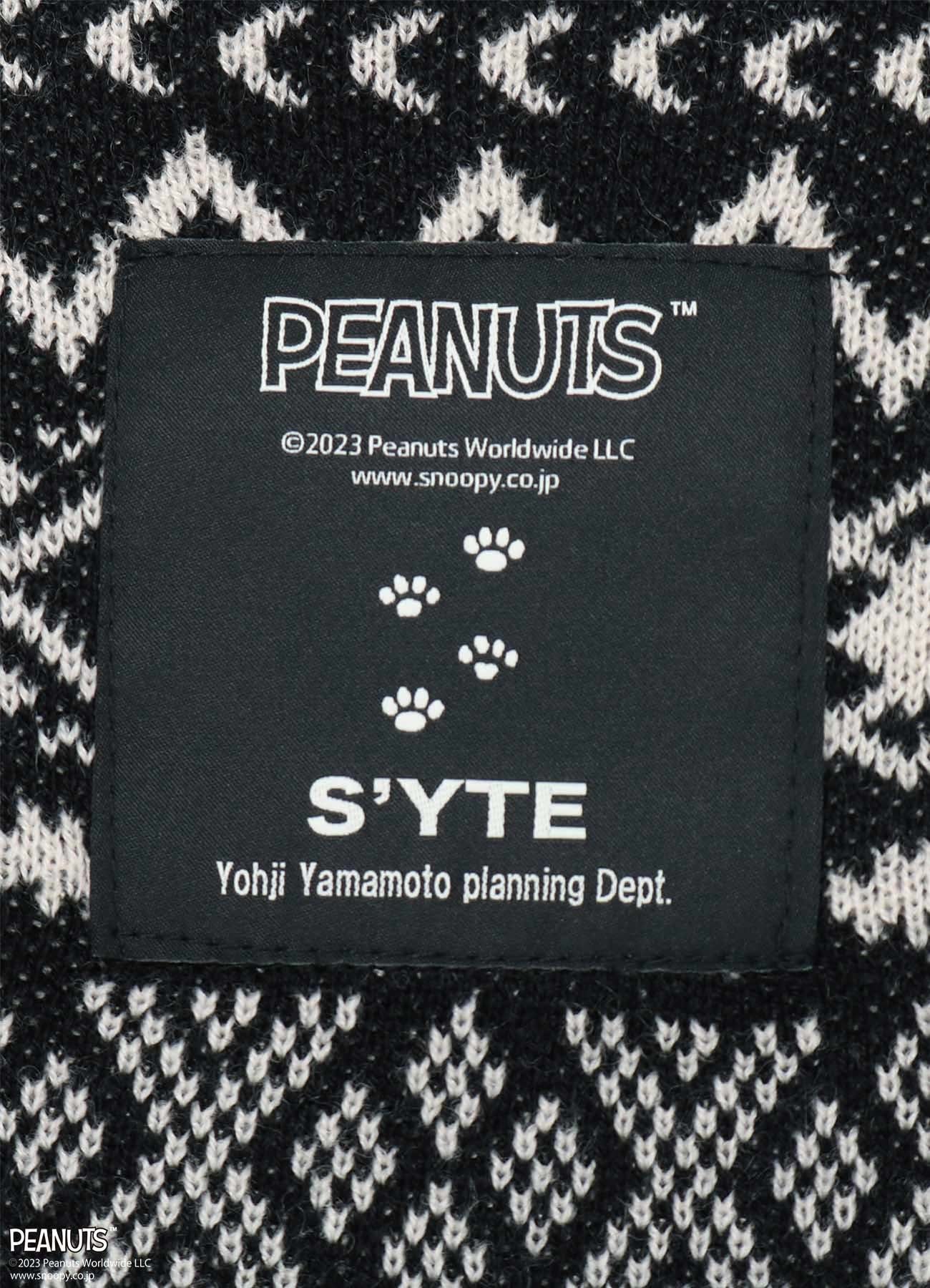 S'YTE x PEANUTS BULKY WOOL UNIQUE NORDIC PATTERN PULL OVER(M Black 