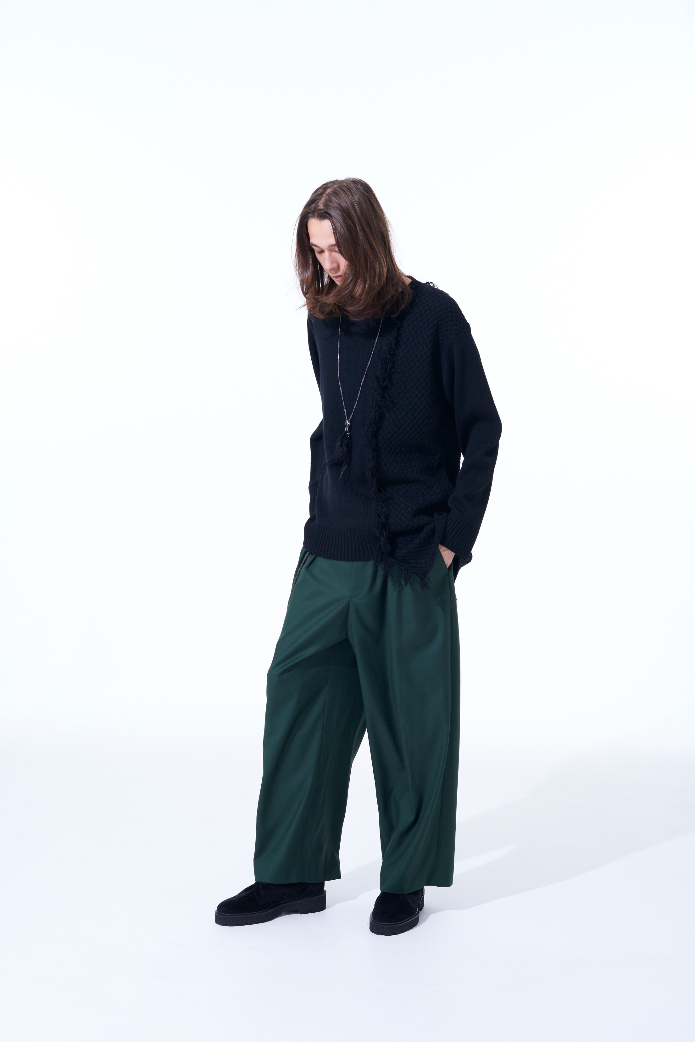 PE/RY CLEAR TWILL 2-TUCK WIDE STRAIGHT PANTS
