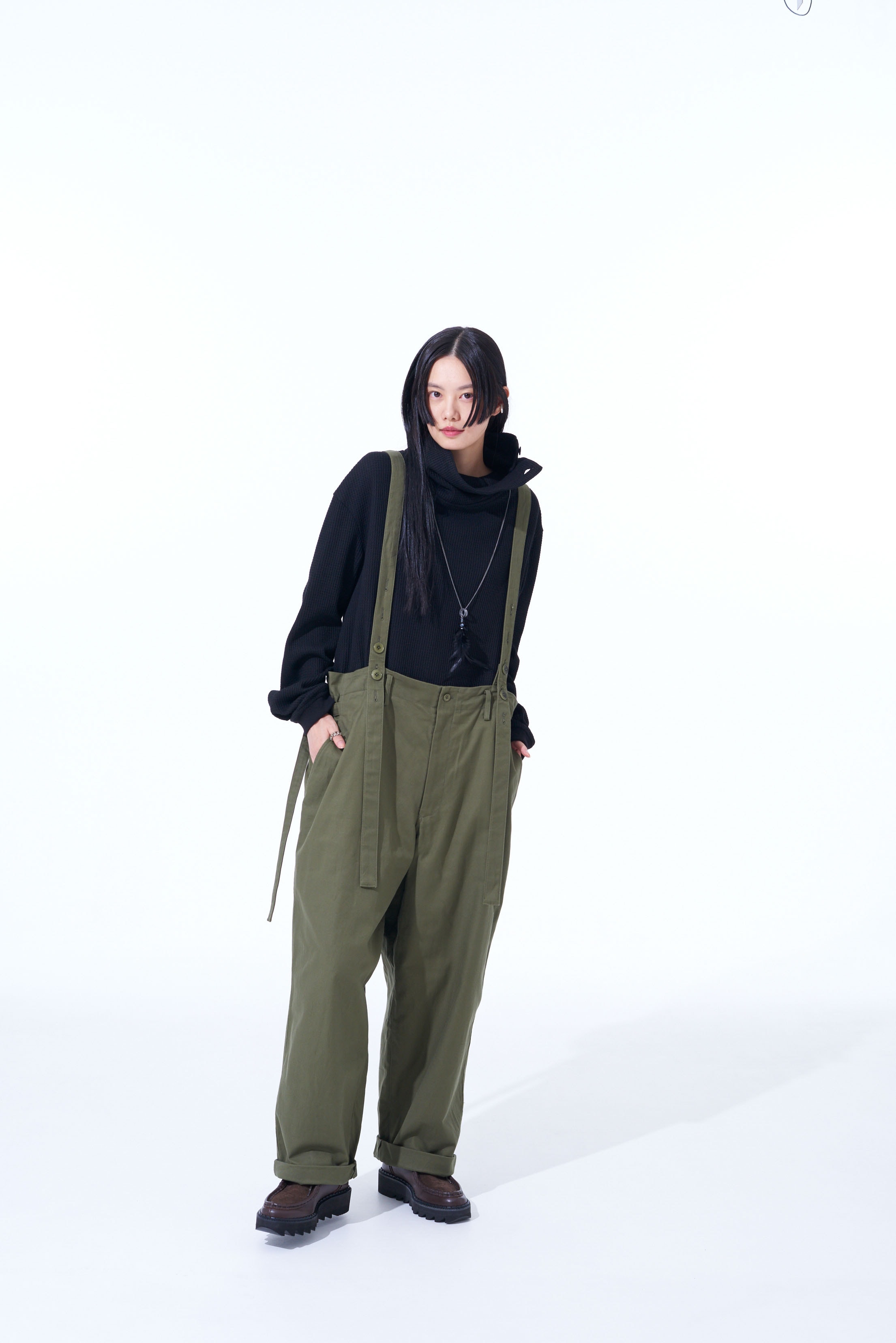 PE/COTTON WAFFLE-THERMAL HIGH NECK LONG SLEEVE T-SHIRT