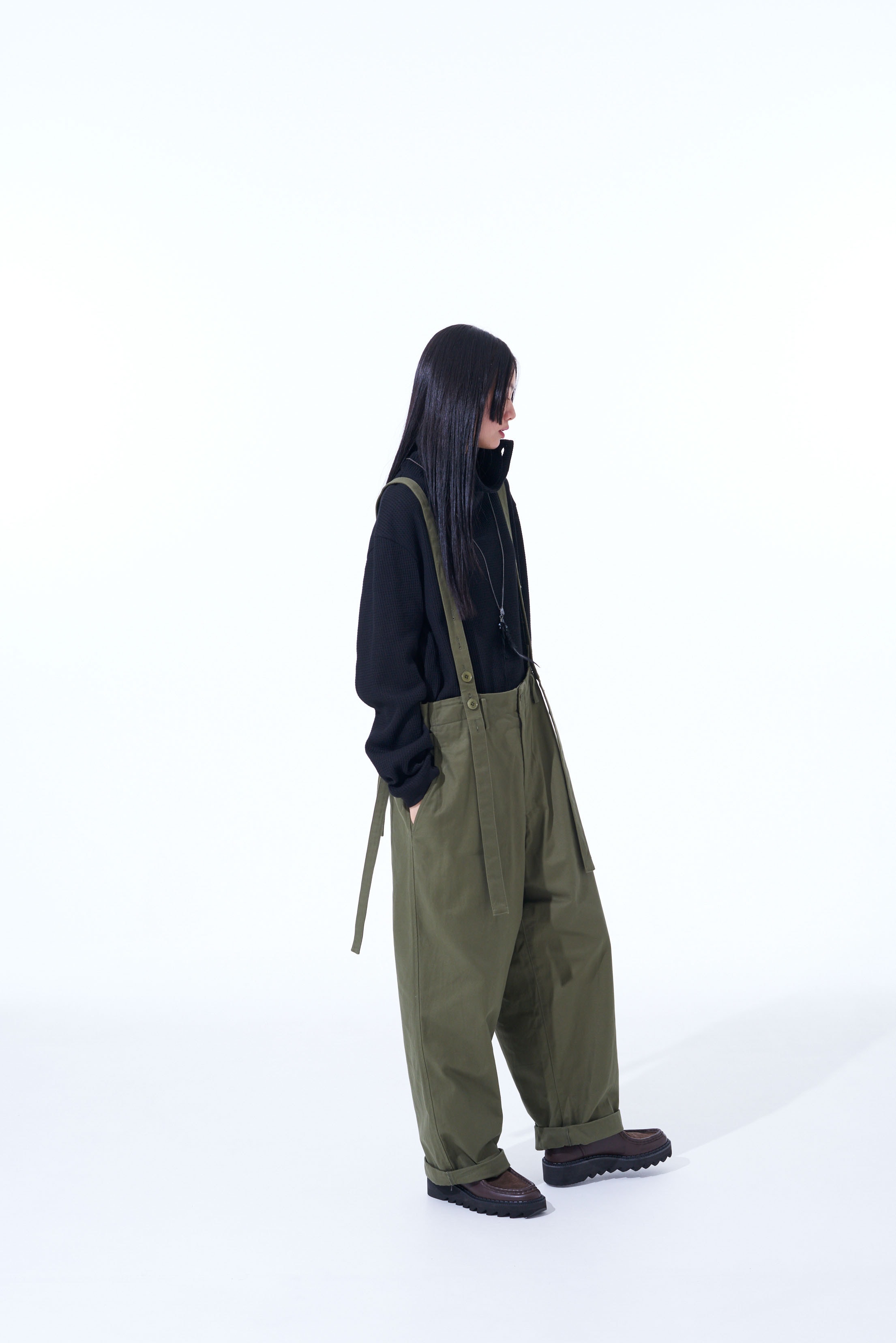 PE/COTTON WAFFLE-THERMAL HIGH NECK LONG SLEEVE T-SHIRT