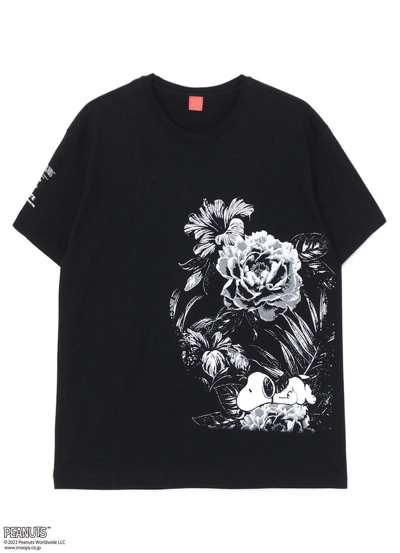 S'YTE x PEANUTS COTTON JERSEY SNOOPY LYING ON ALOHA FLOWER GRAPHIC T-SHIRT