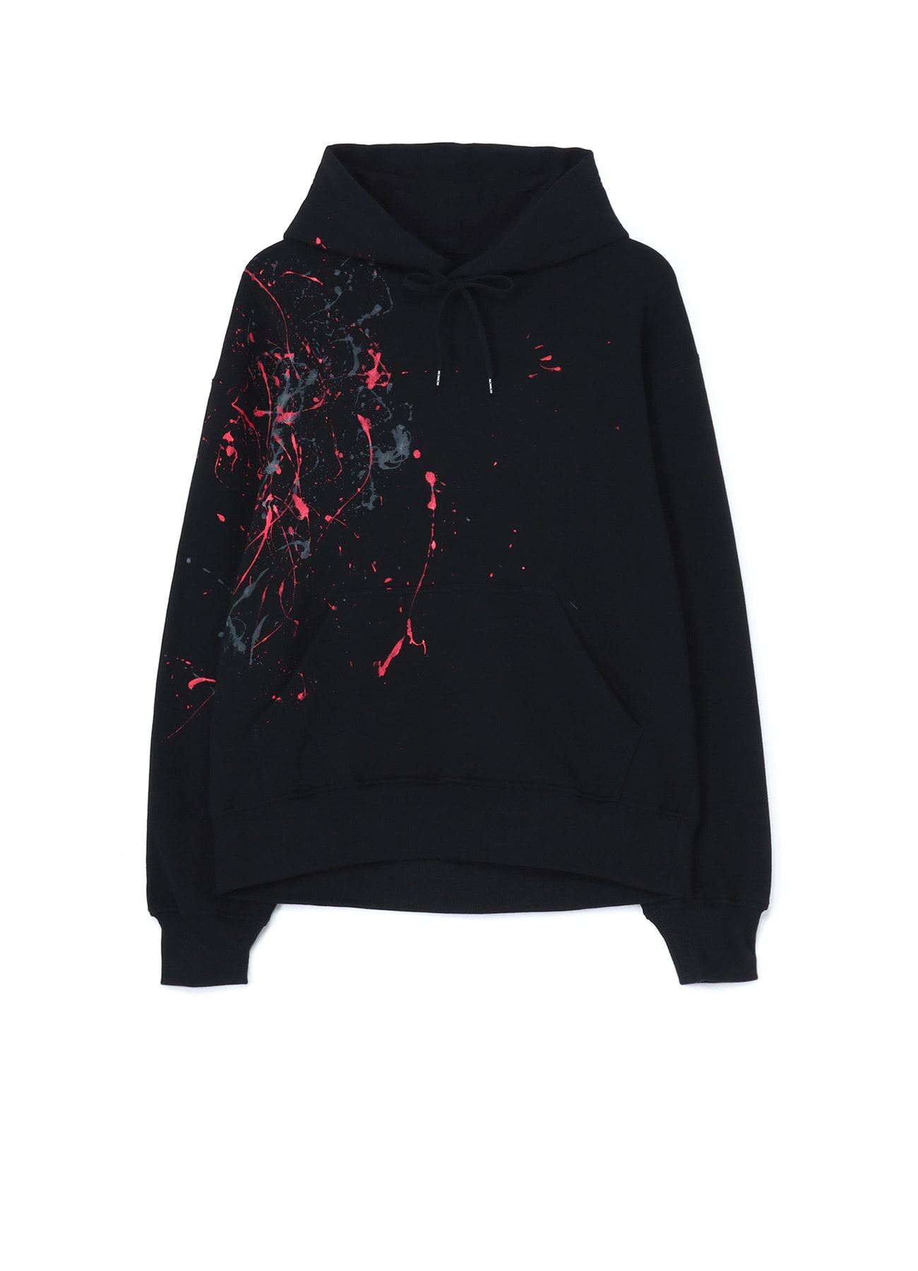 FRENCH TERRY STITCH WORK  SPLASH PAINT PROCESSING HOODIE RED
