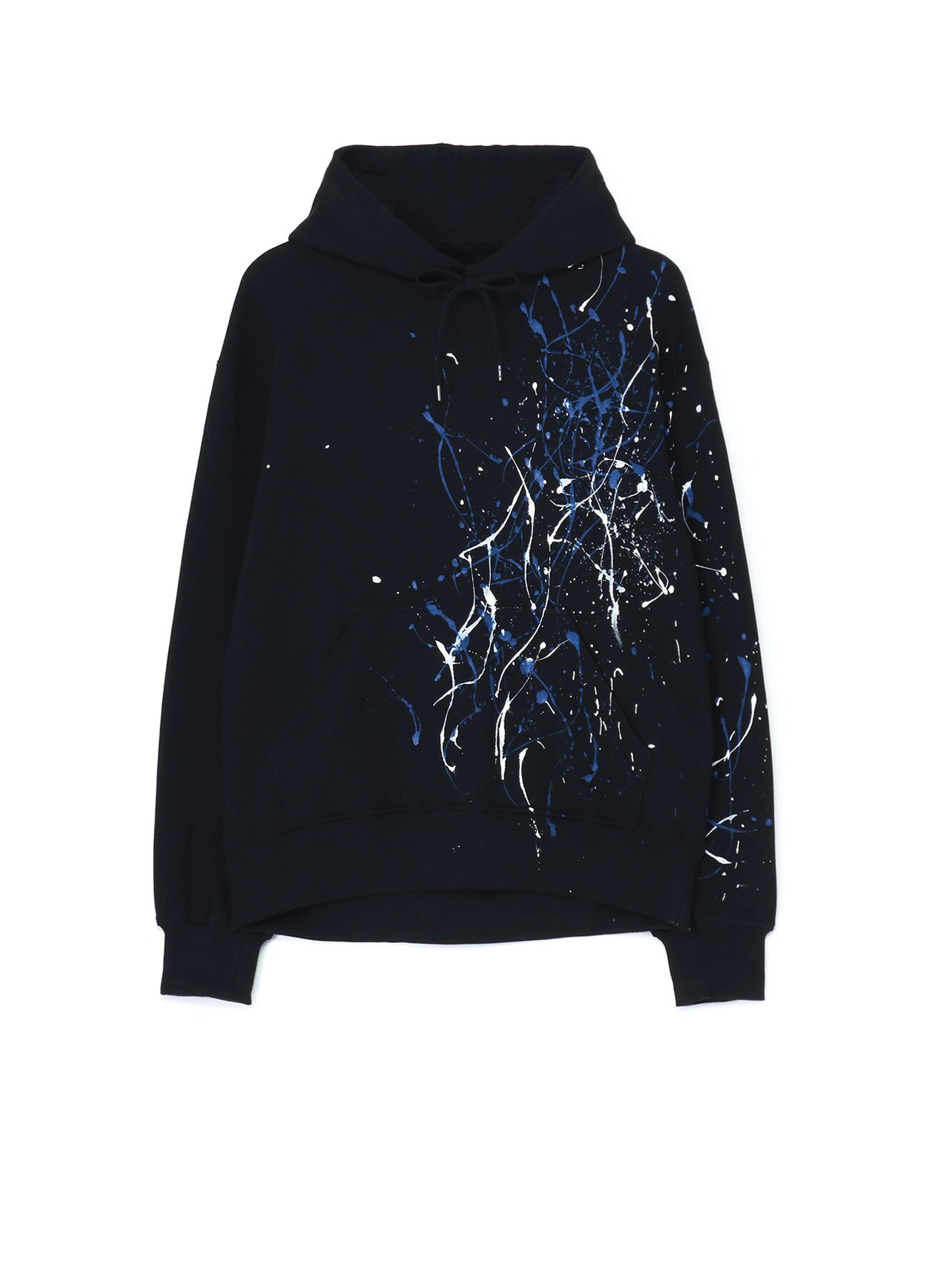 FRENCH TERRY STITCH WORK  SPLASH PAINT PROCESSING HOODIE BLUE