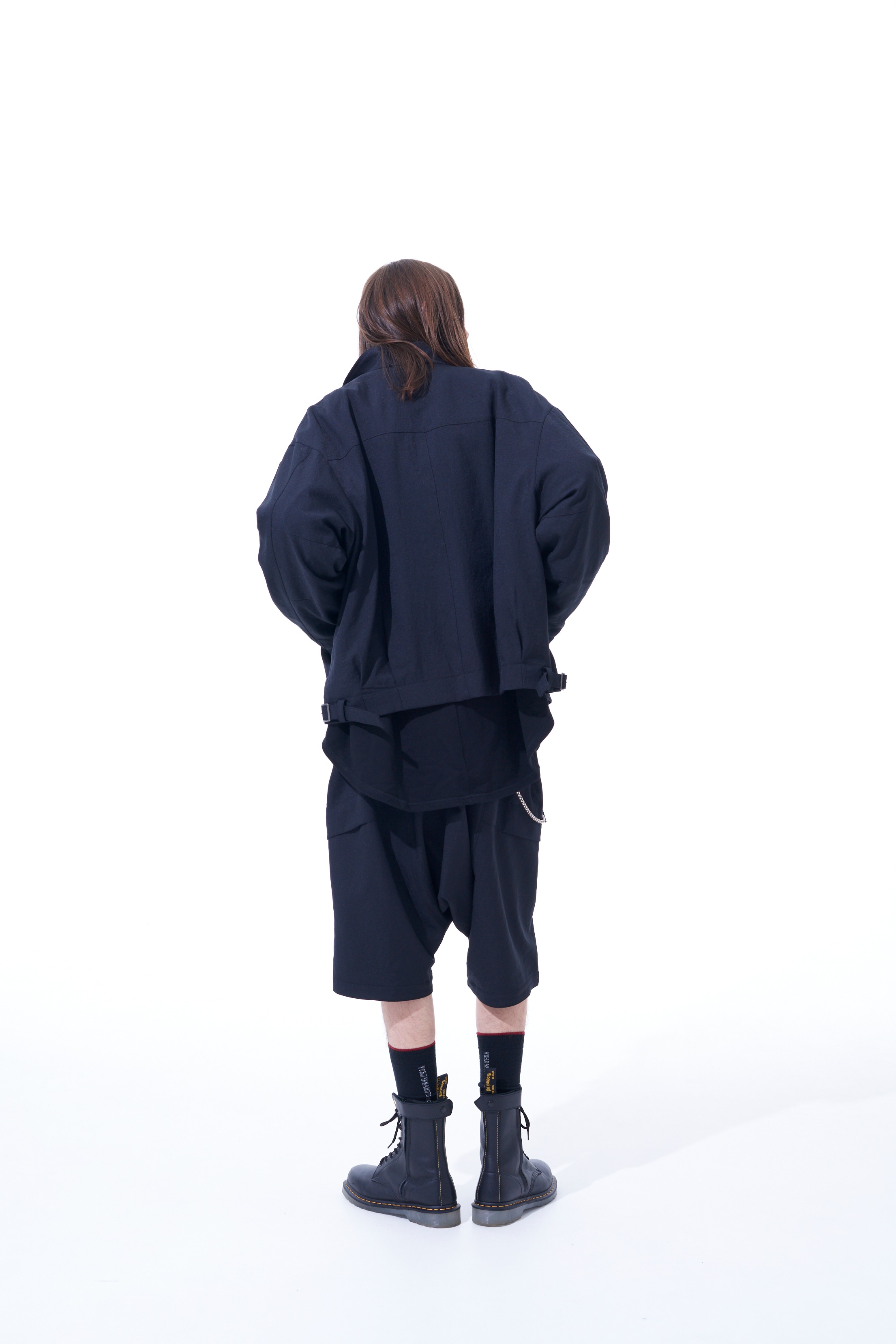 PE/STRETCH TWILL OVERSIZED STAND COLLAR BLOUSON WITH FUNCTIONAL 