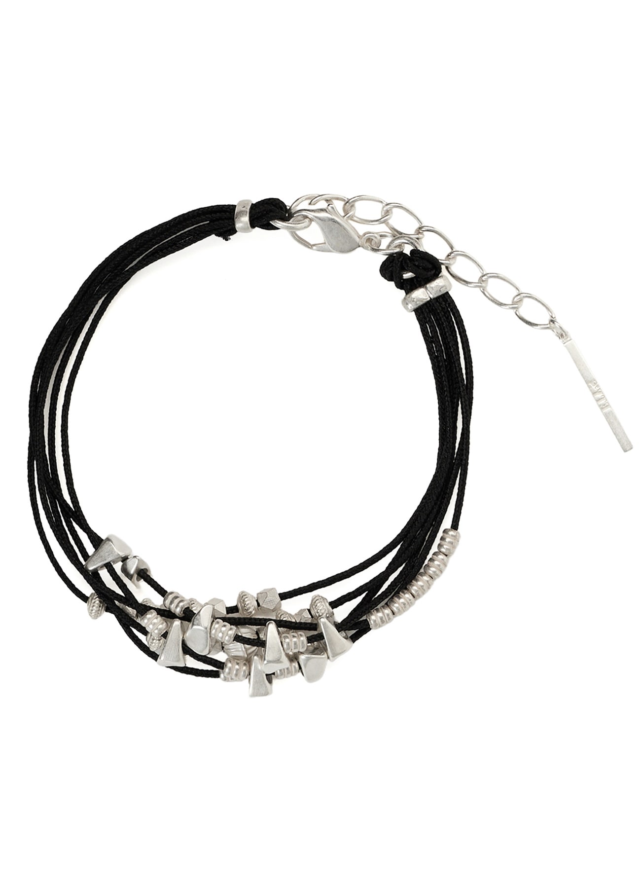 BRAIDED LEATHER BRACELET WITH BRASS CONES